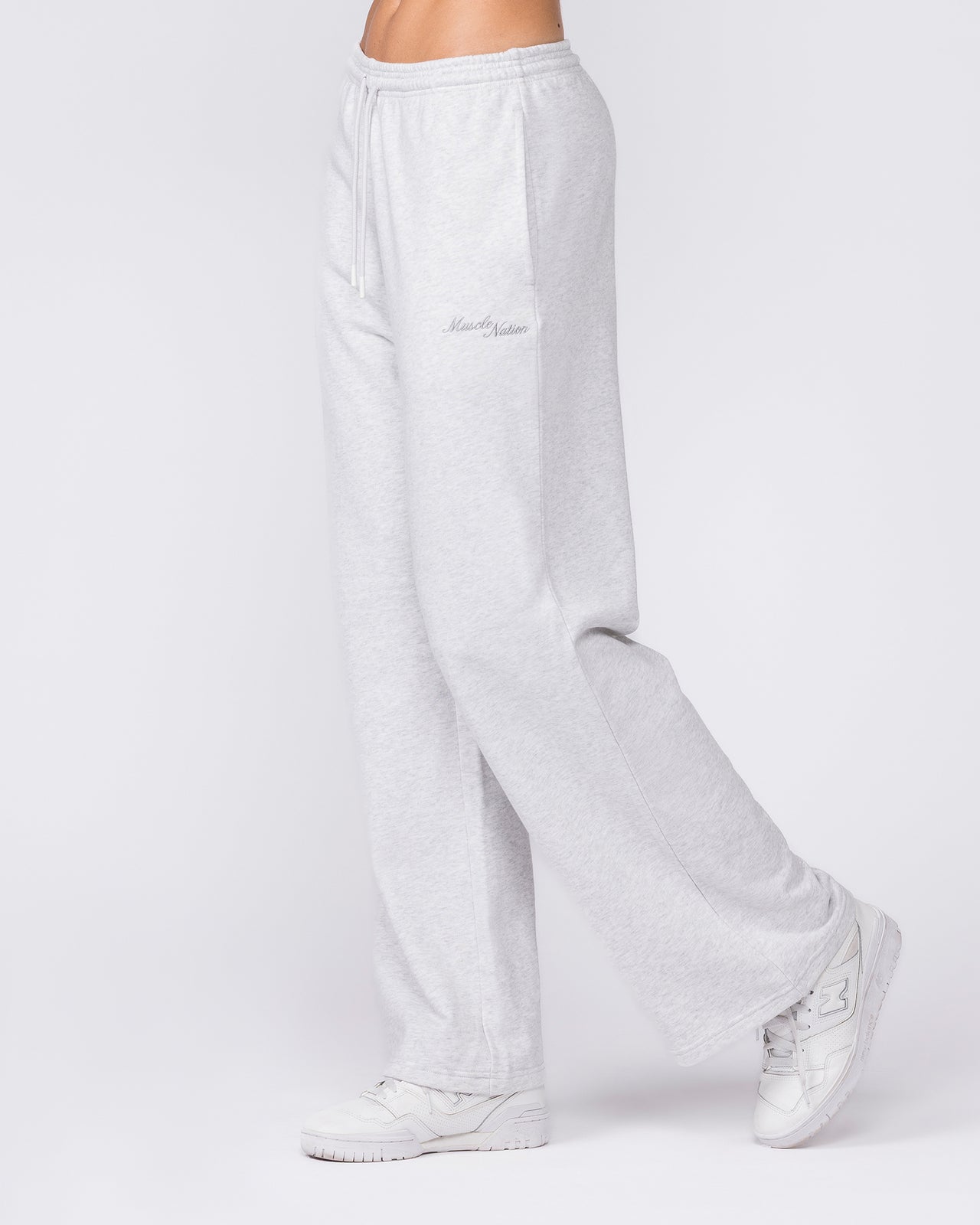Loopback Straight Leg Trackies - Snow Grey Marl-Bottoms-XXS-032623SNGRYMR-XXS-MNAPPRL49449-3-Muscle Nation