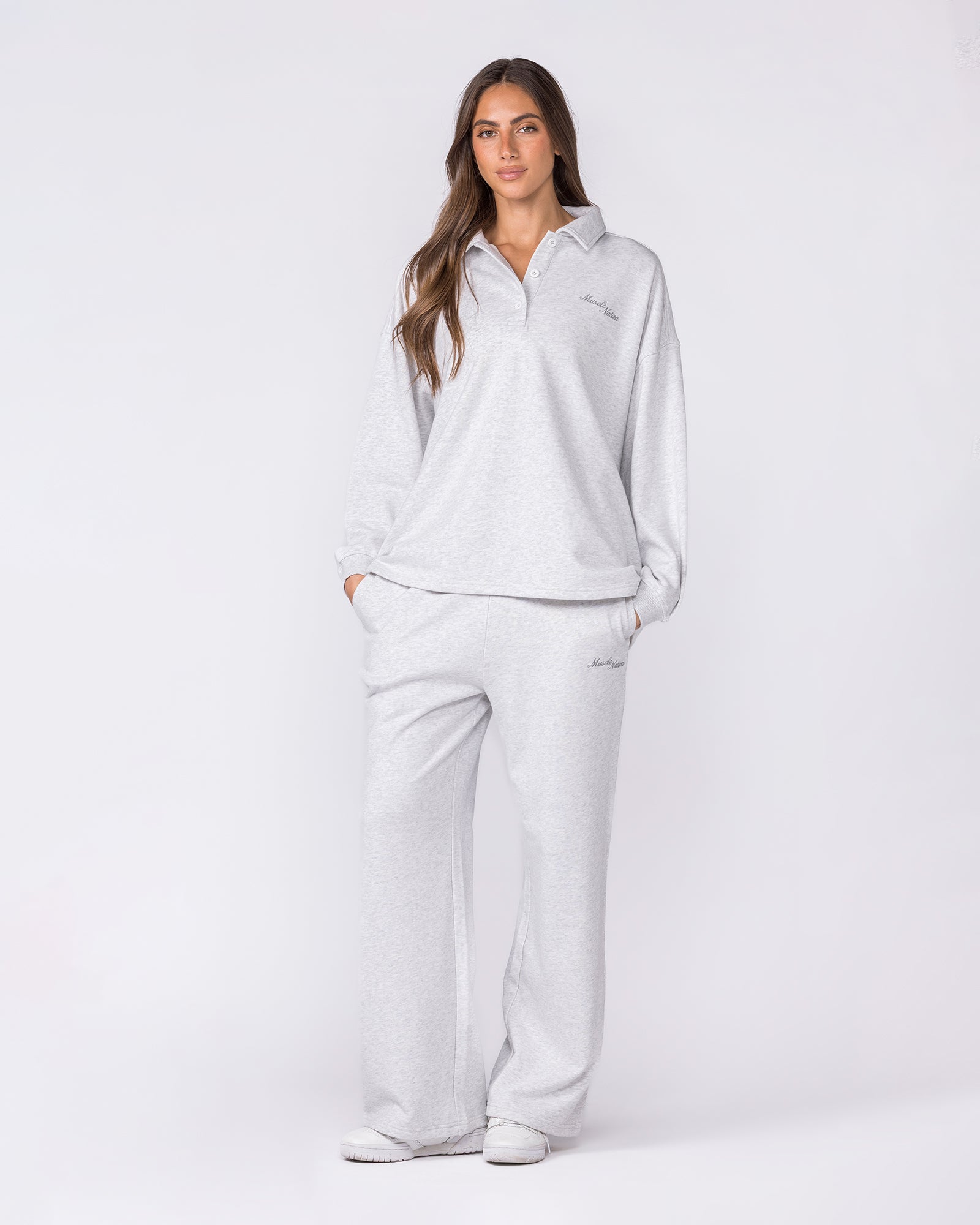 Loopback Straight Leg Trackies - Snow Grey Marl-Bottoms-XXS-032623SNGRYMR-XXS-MNAPPRL49449-6-Muscle Nation