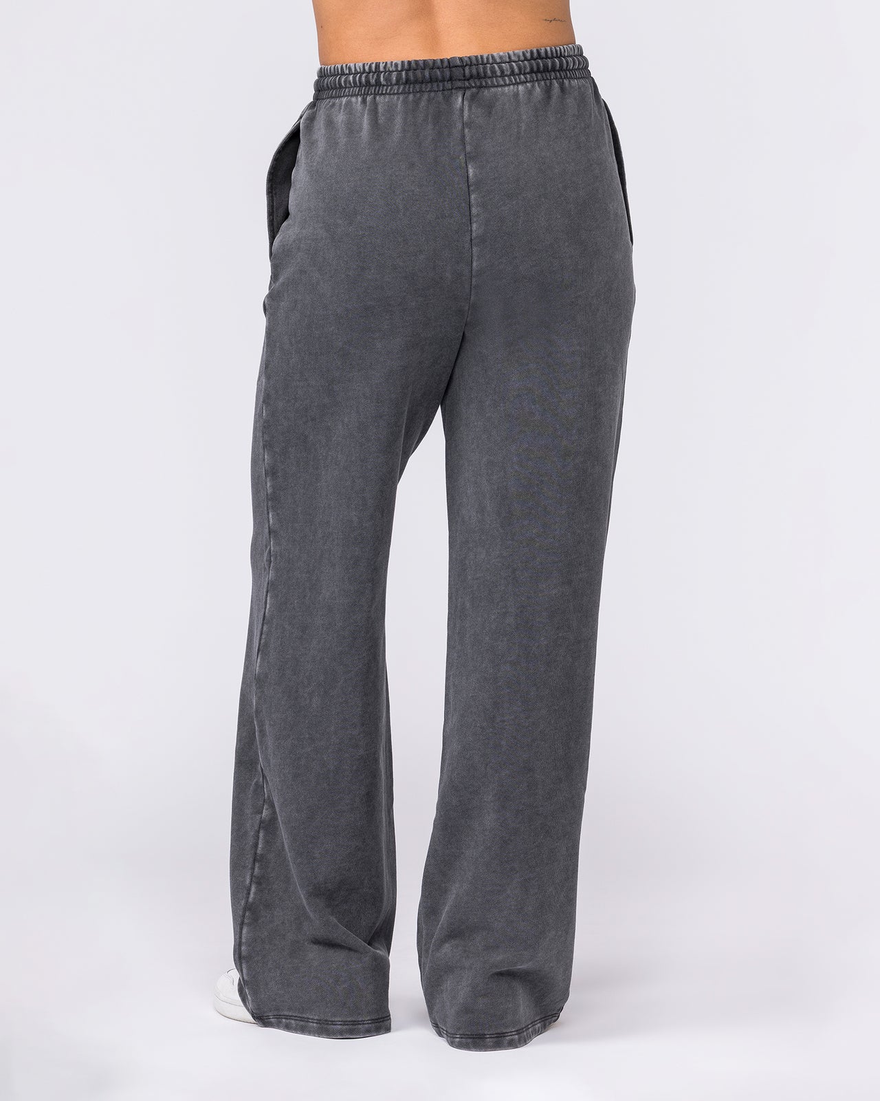 Loopback Straight Leg Vintage Trackies Washed Black - Muscle Nation women's trackpants, view 5