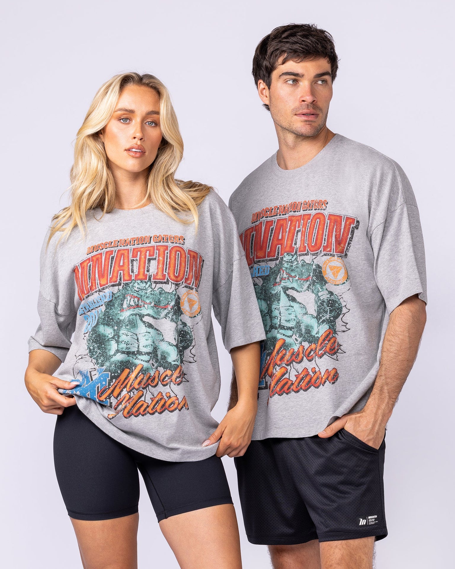 Gators Oversized Boxy Tee - Light Grey Marl-T-Shirts-XS-1125185LTGRYMRL-XS-MNAPPRL47555-8-Muscle Nation