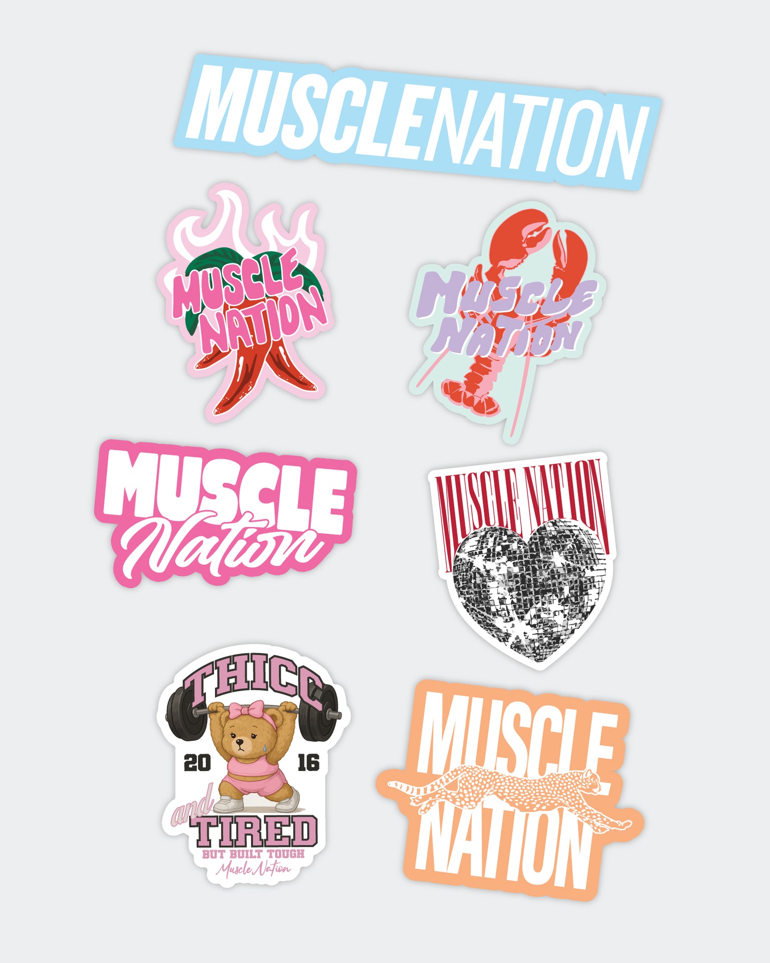 MN Sticker Pack - Summer-Accessories-Summer Brights-1125238SMRB-ONE-9360785015660-1-Muscle Nation