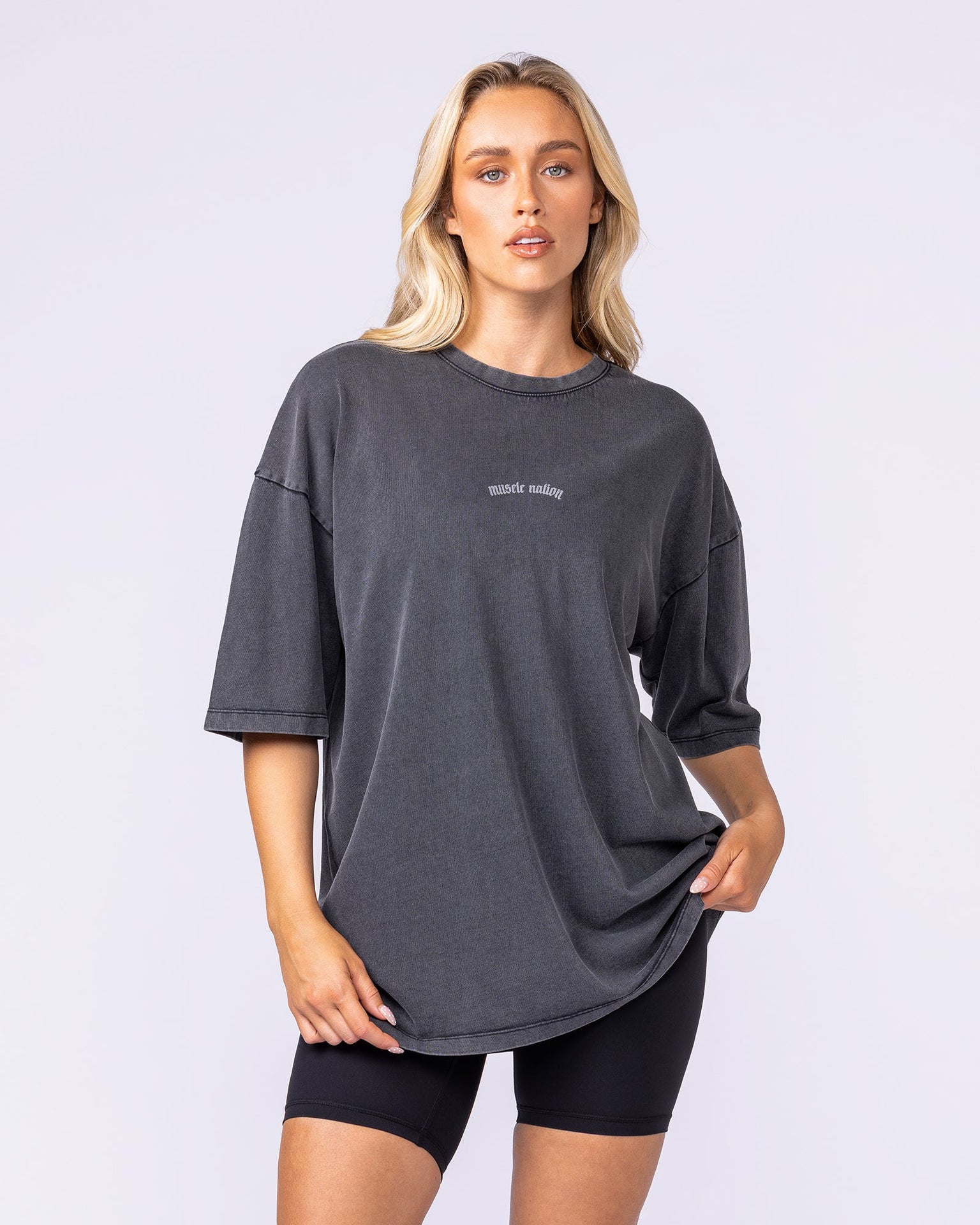 Lifting Club Oversized Vintage Tee - Washed Black-T-Shirts-XS-1125136WSHBLK-XS-MNAPPRL47523-9-Muscle Nation