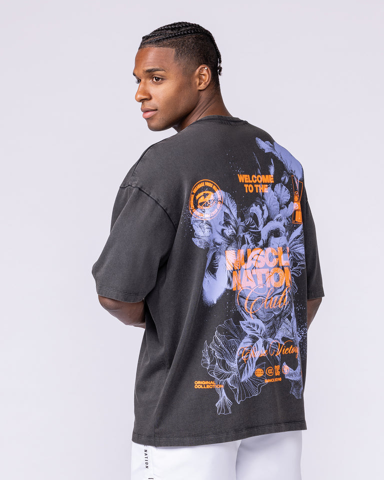 Mens Neon Iris Oversized Vintage Tee - Washed Black-T-Shirts-XS-1125188WSHBLK-XS-MNAPPRL47531-3-Muscle Nation