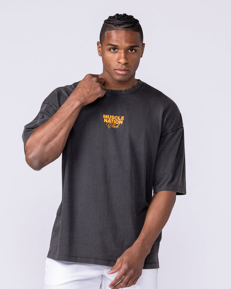 Mens Neon Iris Oversized Vintage Tee - Washed Black-T-Shirts-XS-1125188WSHBLK-XS-MNAPPRL47531-2-Muscle Nation