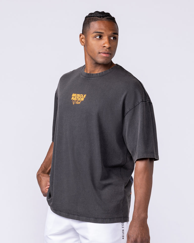 Mens Neon Iris Oversized Vintage Tee - Washed Black-T-Shirts-XS-1125188WSHBLK-XS-MNAPPRL47531-4-Muscle Nation