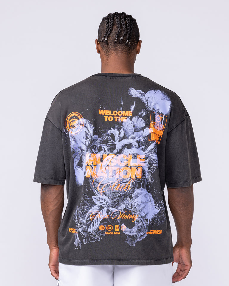 Mens Neon Iris Oversized Vintage Tee - Washed Black-T-Shirts-XS-1125188WSHBLK-XS-MNAPPRL47531-5-Muscle Nation