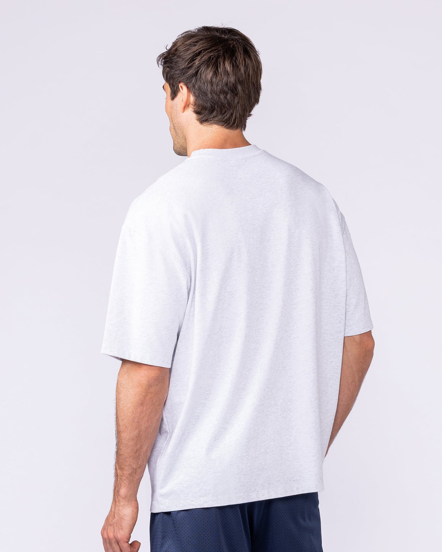 Mens Running Club Oversized Tee - Snow Grey Marl-T-Shirts-XS-1125181SNGRYMR-XS-MNAPPRL47547-2-Muscle Nation