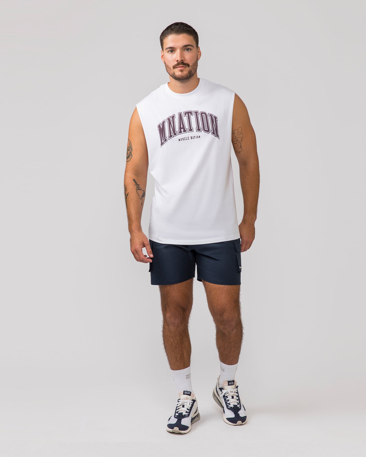 Varsity Muscle Tank - White-Singlets & Tanks-S-042426WHT-S-MNAPPRL31013-5-Muscle Nation