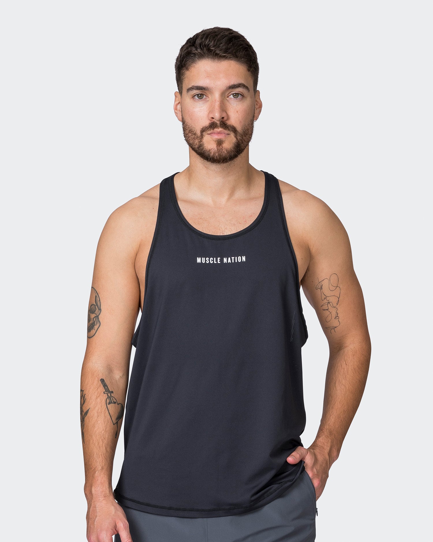 Black Printed Omtex Men Muscle Tanks at Rs 400/piece
