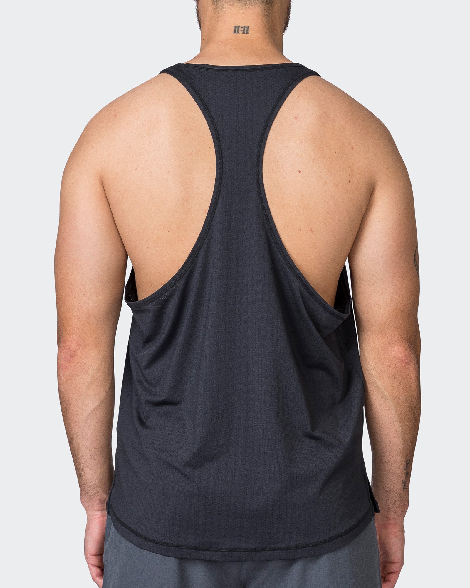 Mesh Y Back Singlet - Black