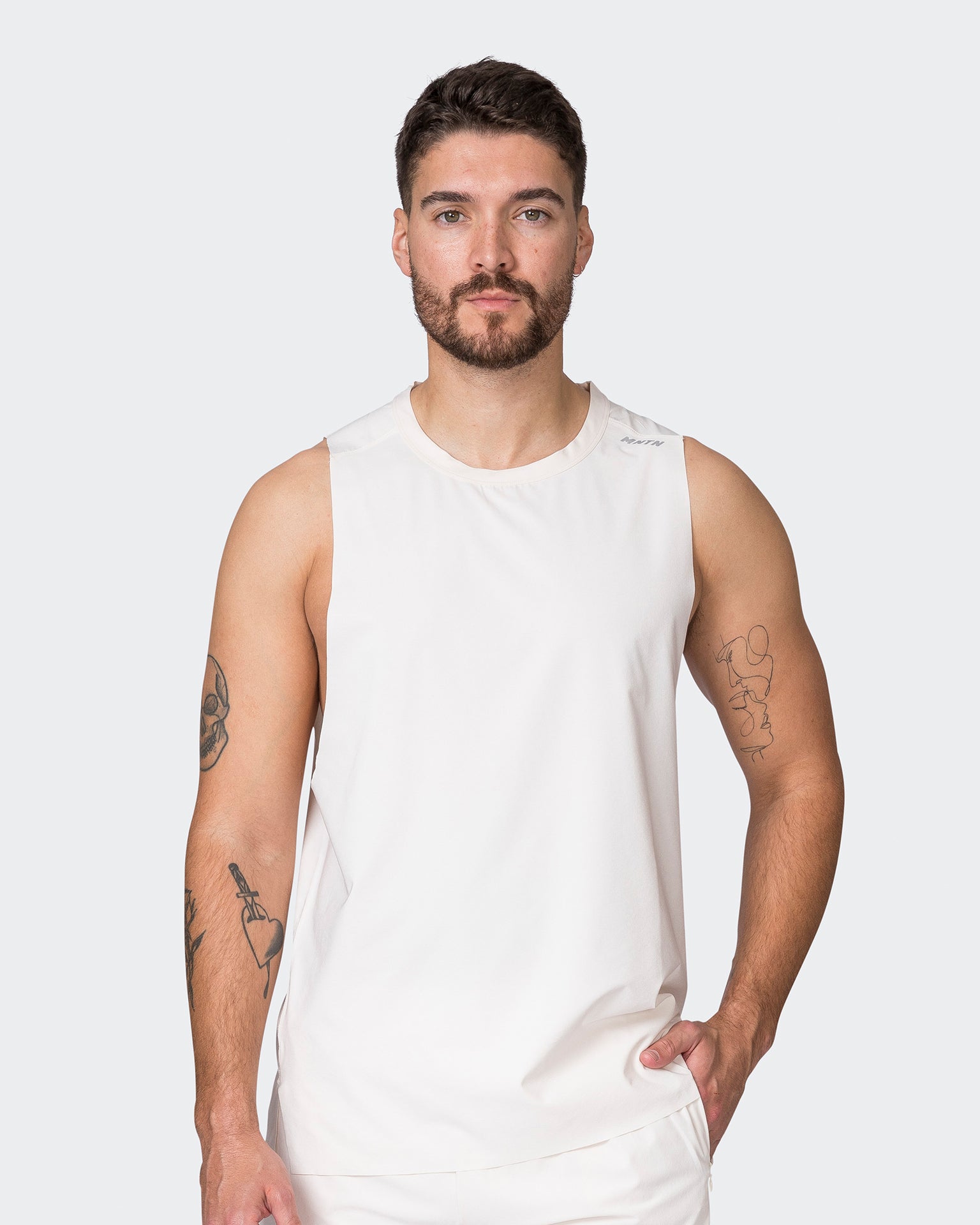 Replay Laser Cut Tank - Travertine-Singlets & Tanks-S-052329TRAV-S-MNAPPRL25093-1-Muscle Nation