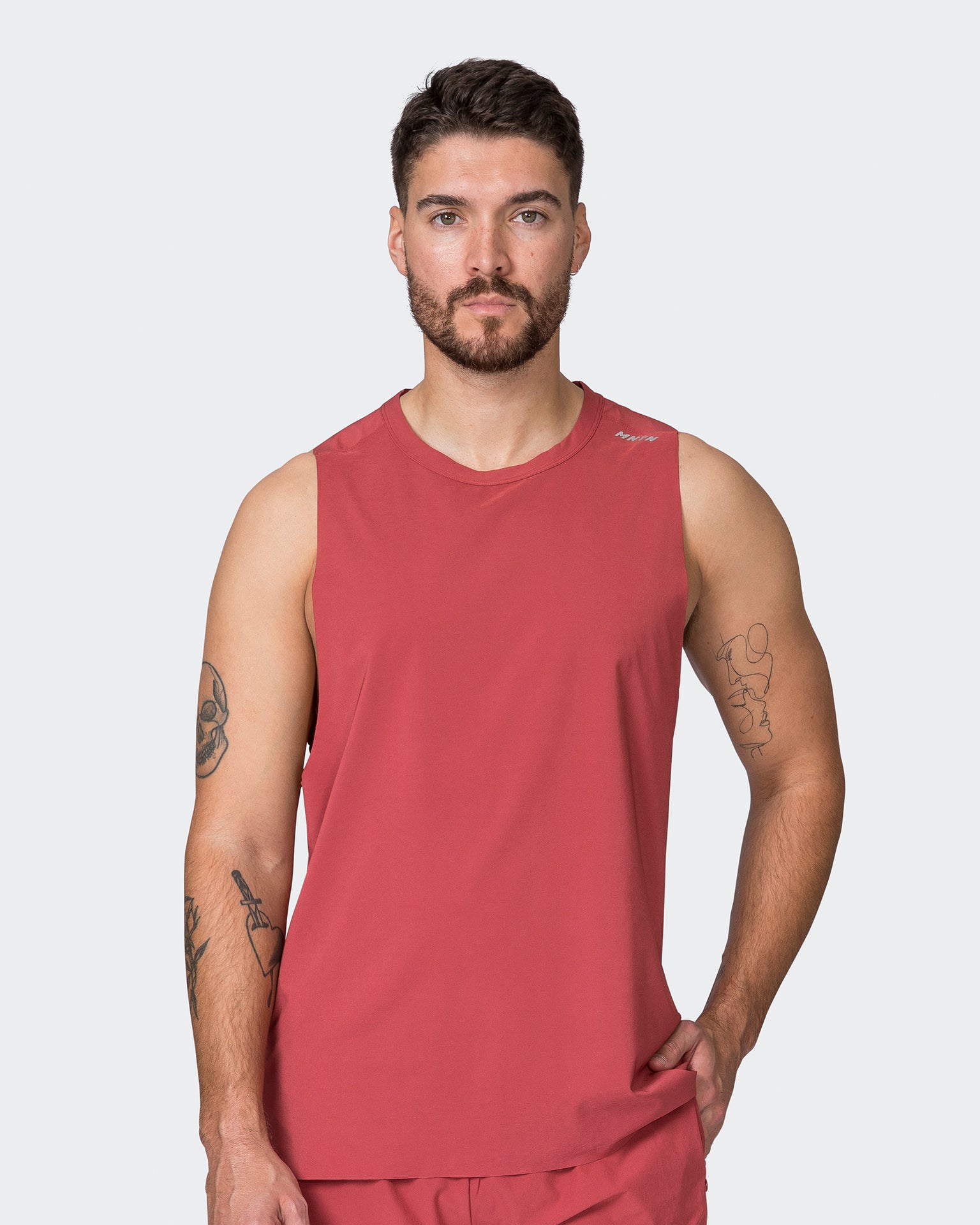 Replay Laser Cut Tank - Dusty Red-Singlets & Tanks-S-052329DTSYRD-S-MNAPPRL25086-1-Muscle Nation