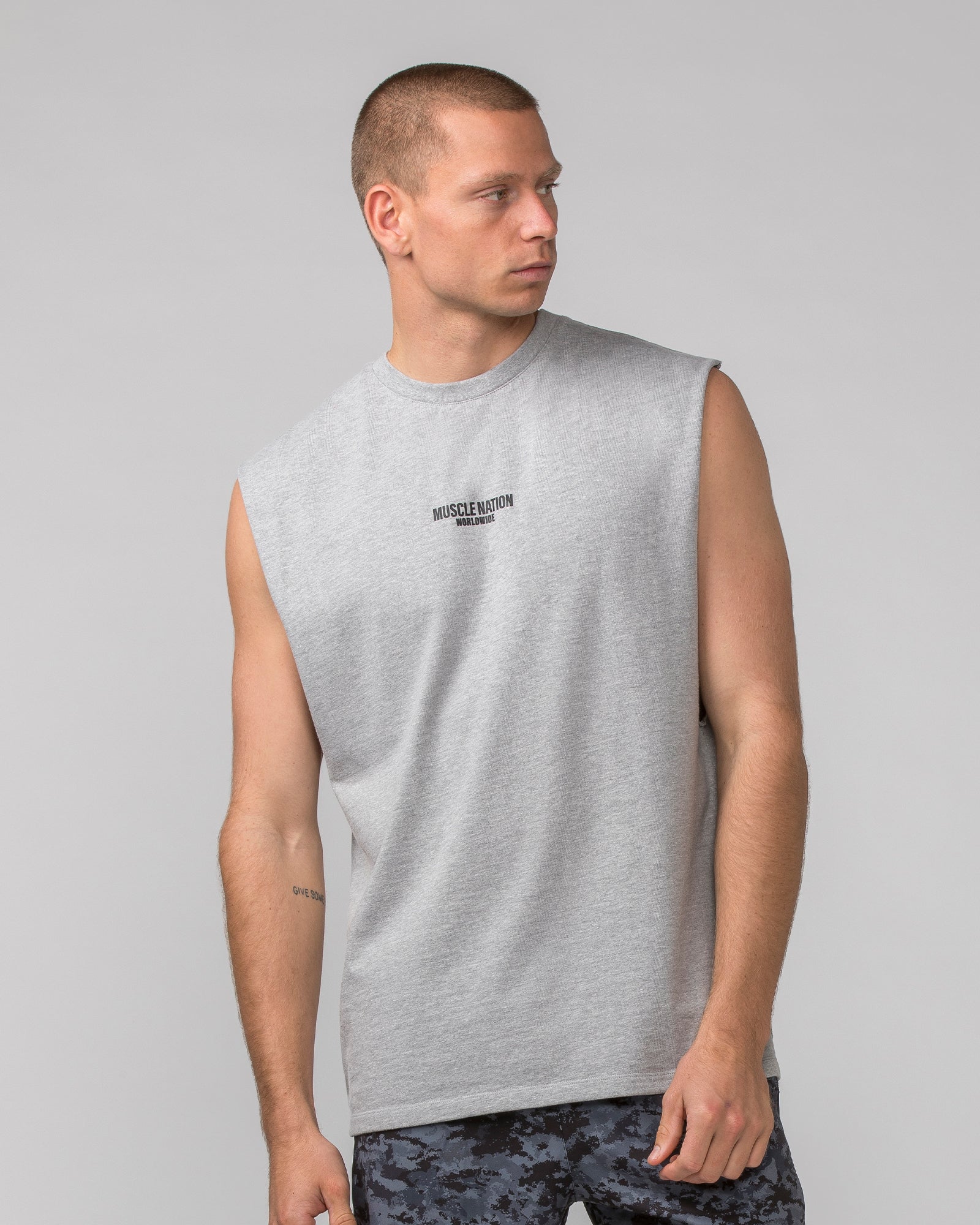 Worldwide Muscle Tank - Light Grey Marl