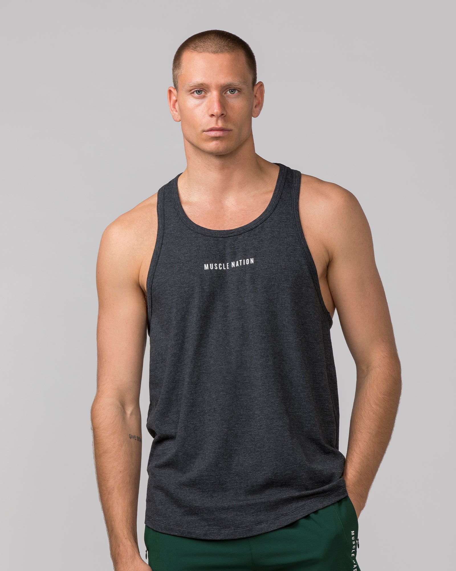 Striker Y Back Singlet - Black Marl