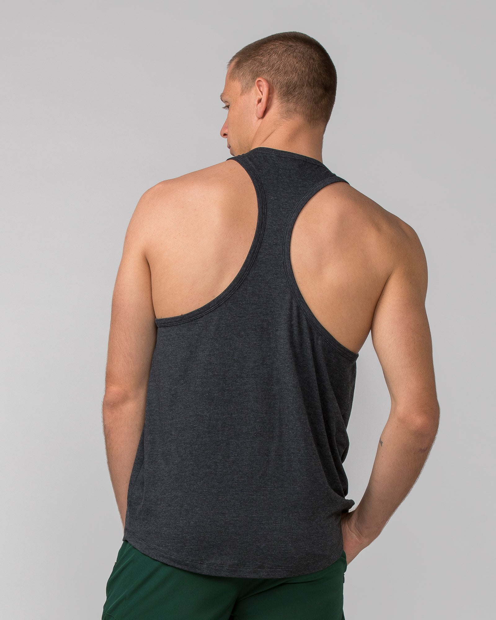 Striker Y Back Singlet - Black Marl