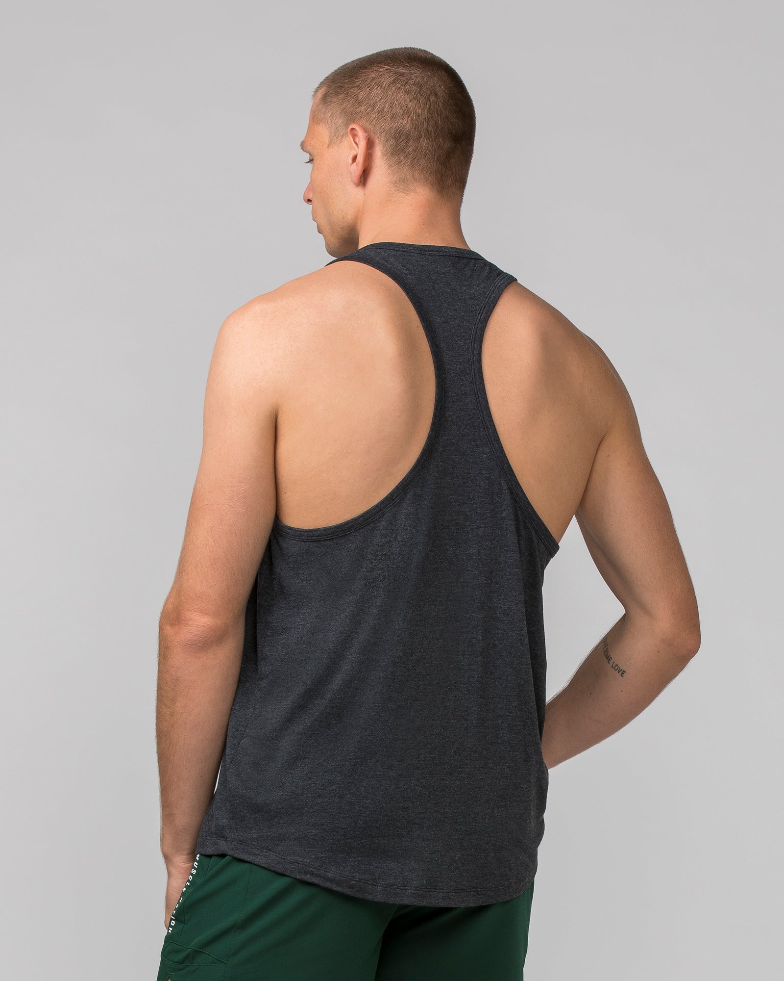 Striker Y Back Singlet - Black Marl