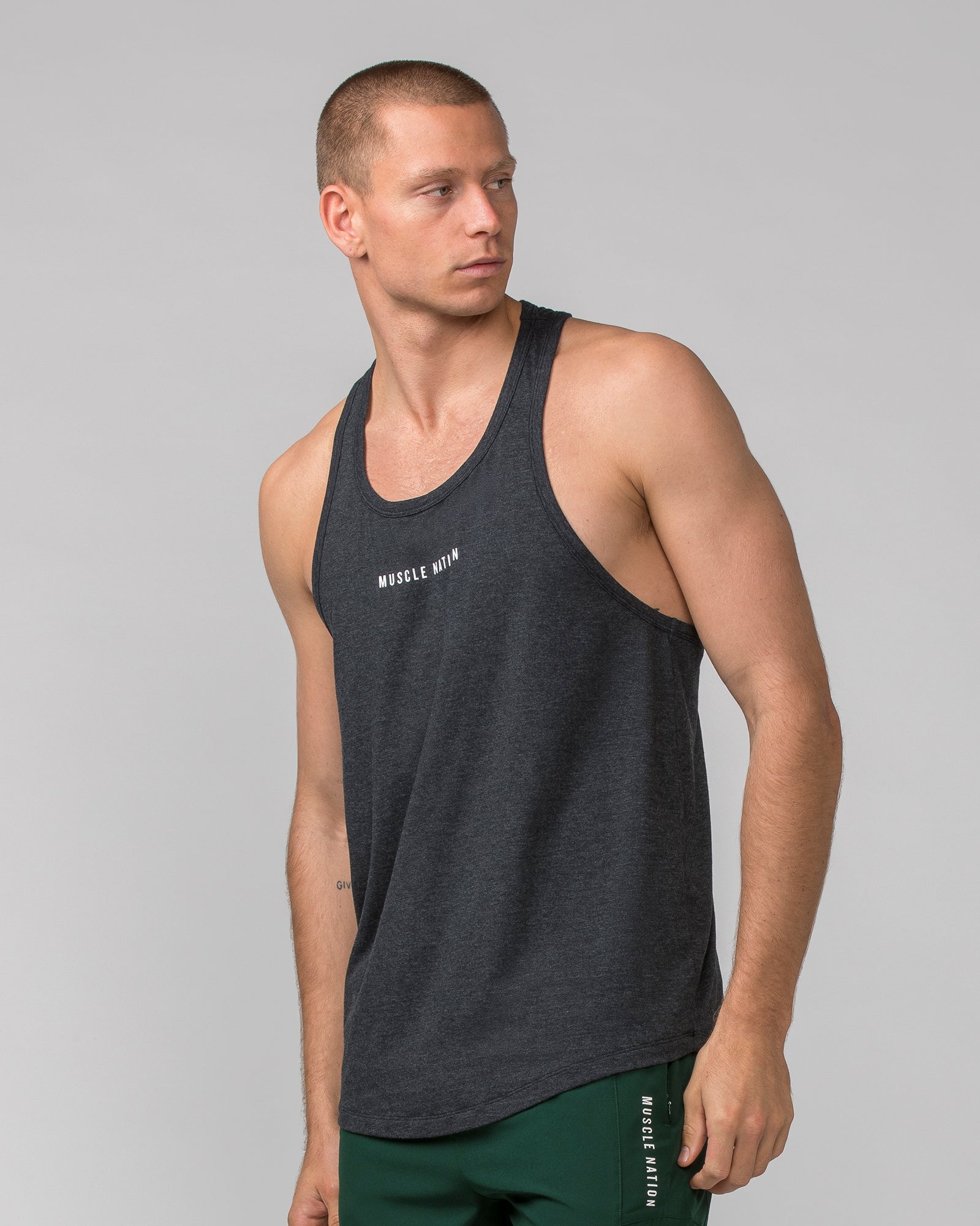 Striker Y Back Singlet - Black Marl