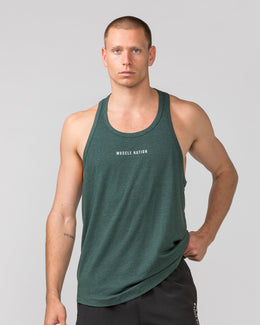 Striker Y Back Singlet - Forest Green Marl