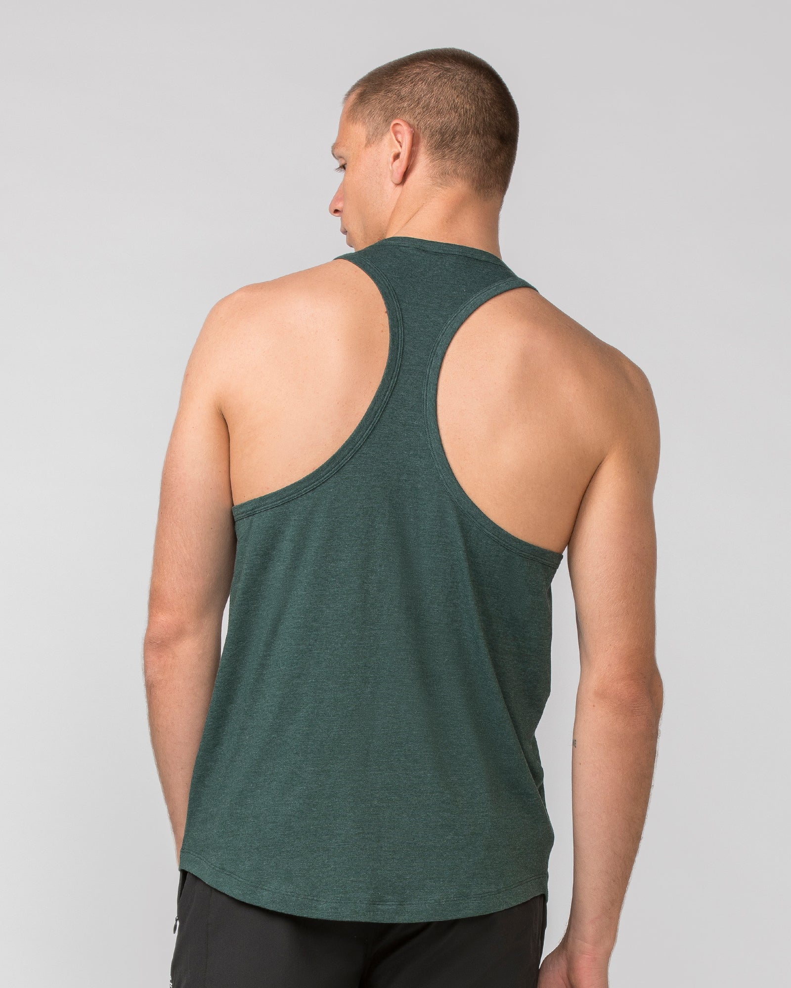 Striker Y Back Singlet - Forest Green Marl