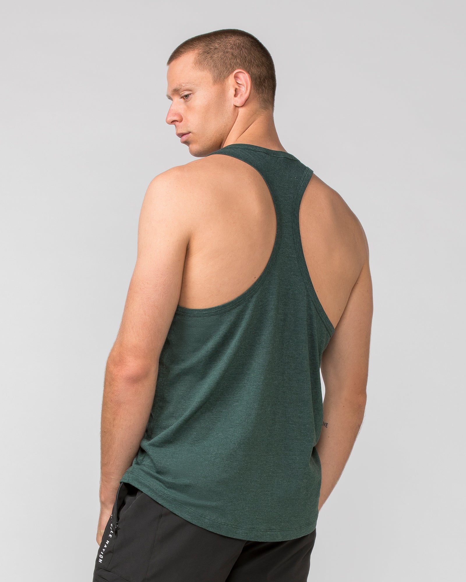 Striker Y Back Singlet - Forest Green Marl