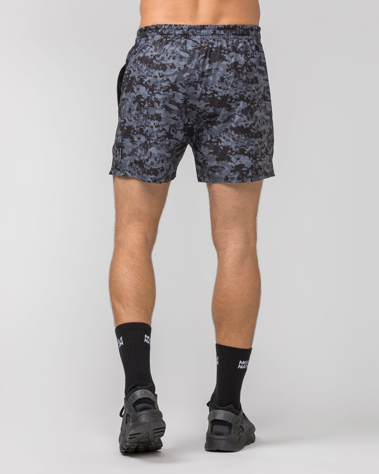 Function 4" Shorts - Grey/ Black Distressed Print-Shorts-S-062410GBDP-S-MNAPPRL31807-6-Muscle Nation
