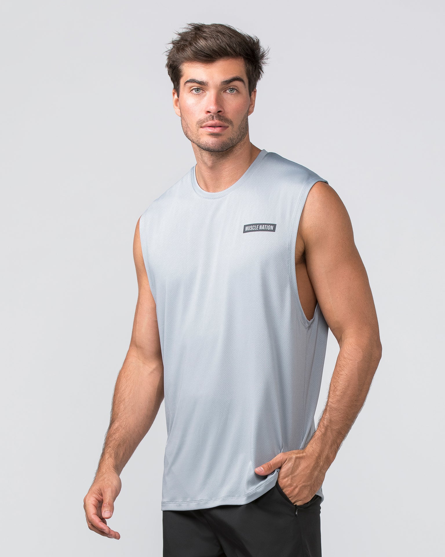 Relaxed Active Tank - Light Jet Grey-Singlets & Tanks-S-022438LJETGR-S-MNAPPRL29754-2-Muscle Nation