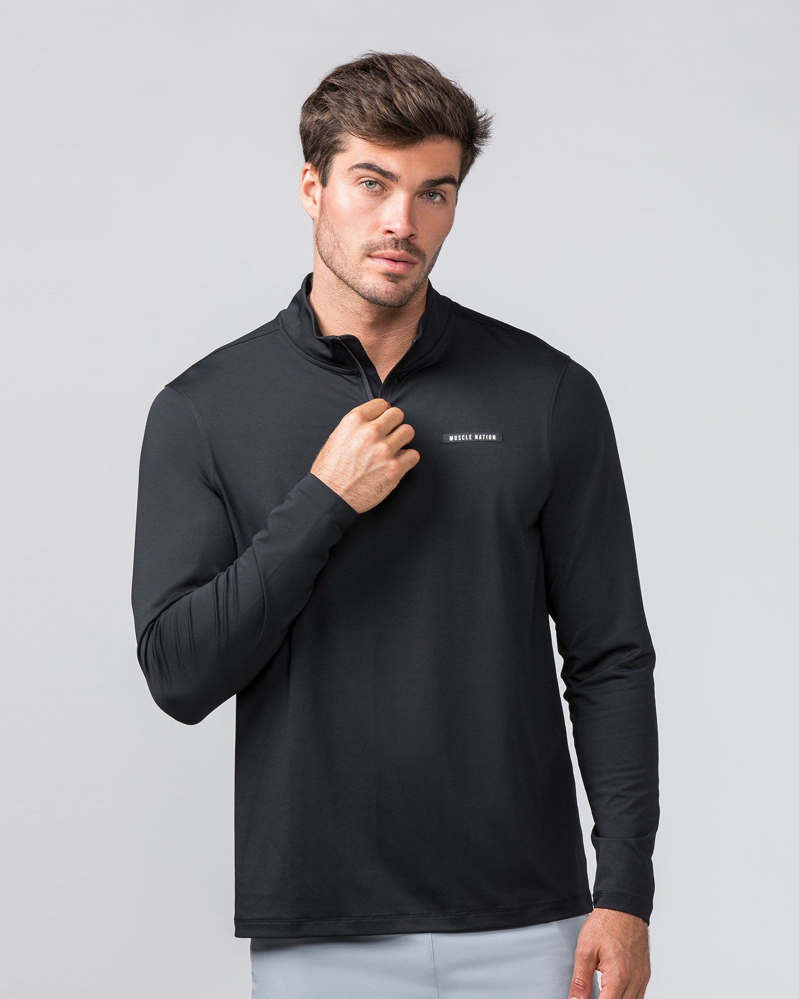 Legacy Long Sleeve Quarter Zip - Black (Black Logo)