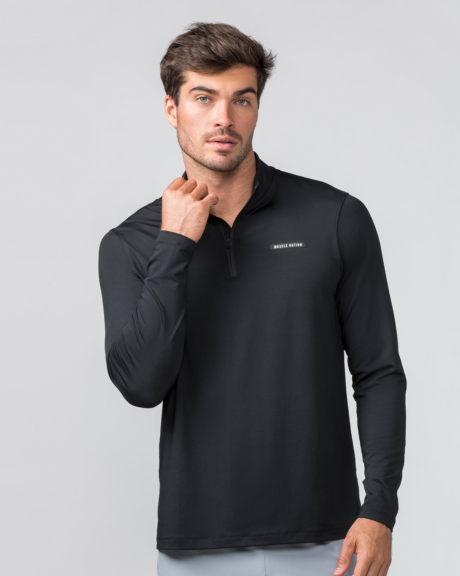 Legacy Long Sleeve Quarter Zip - Black (Black Logo)