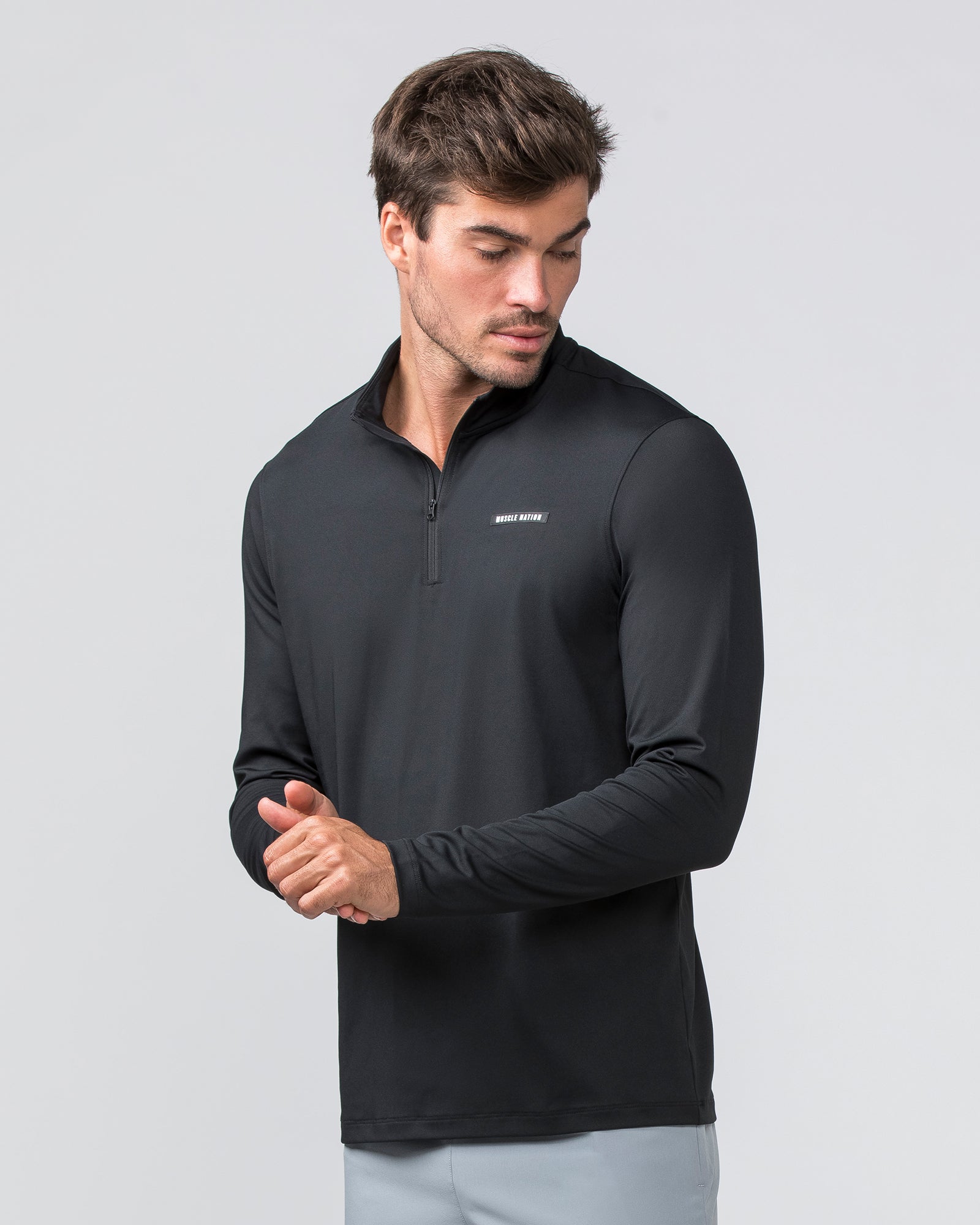 Legacy Long Sleeve Quarter Zip - Black (Black Logo)