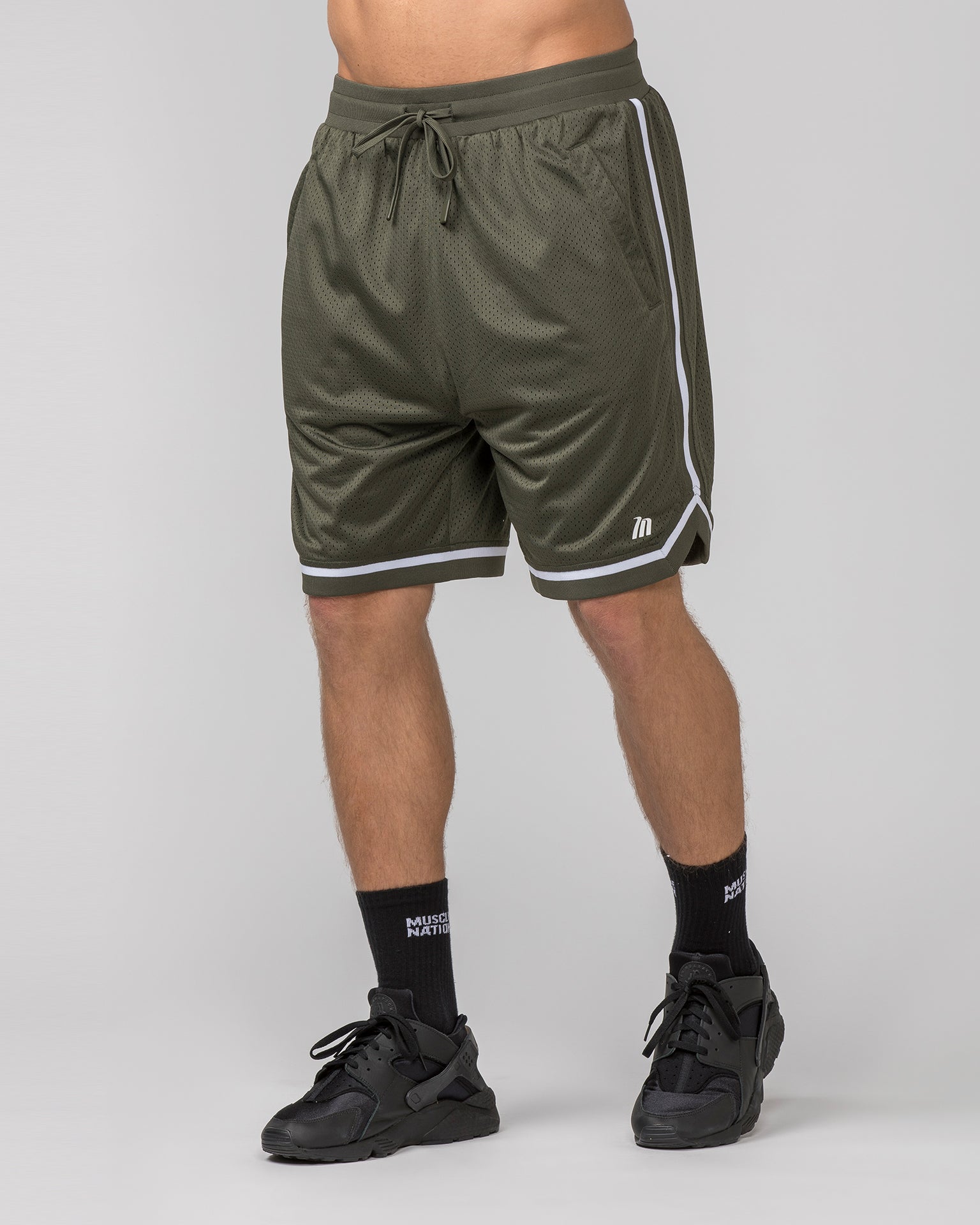 Mens 8" Basketball Shorts - Dark Khaki-Shorts-S-042366DKHAKI-S-MNAPPRL22424-3-Muscle Nation