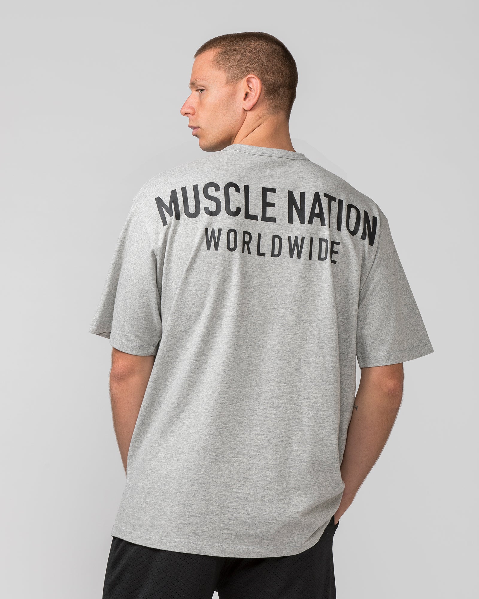 MNation Worldwide Pump Cover - Light Grey Marl / Black - Muscle Nation