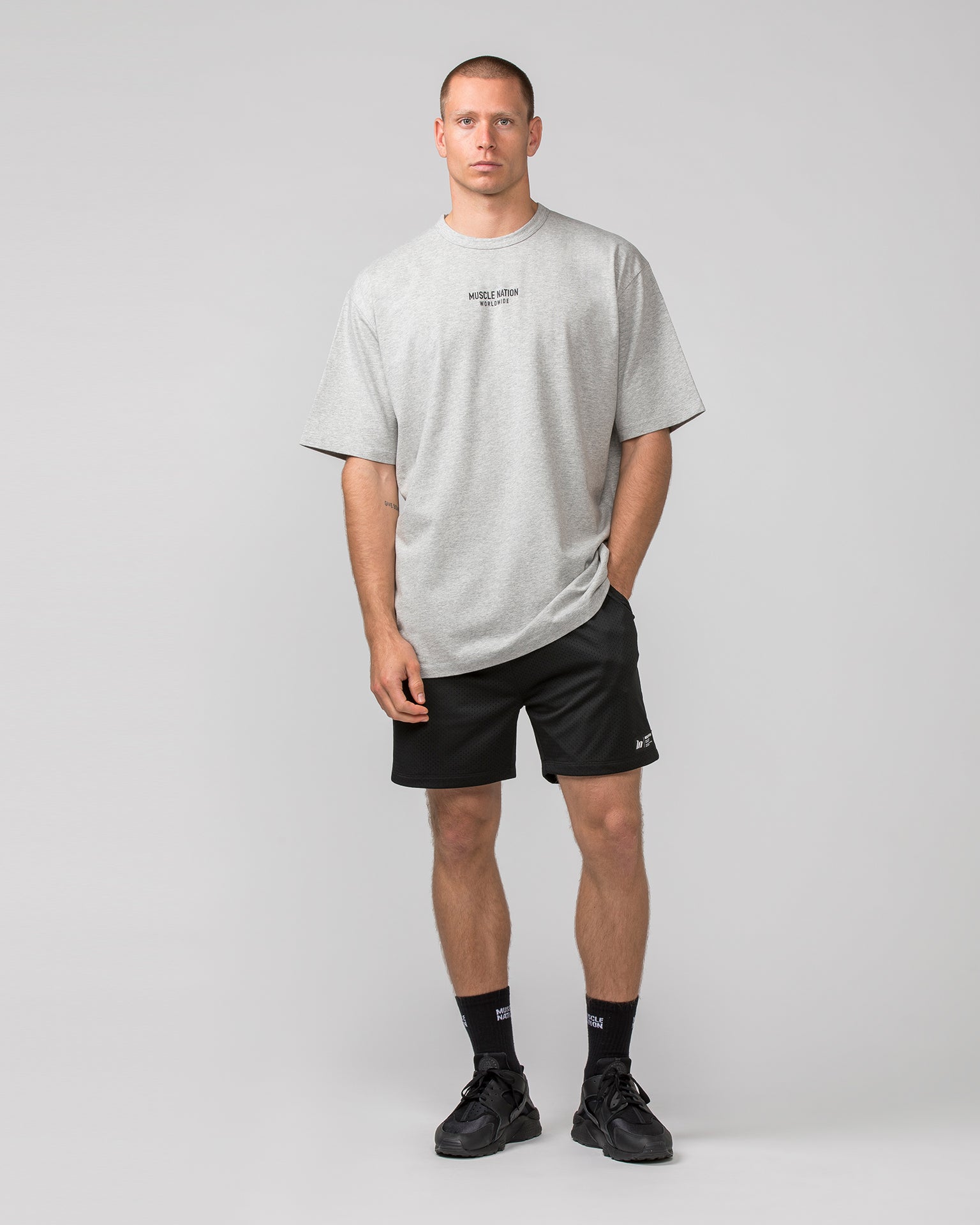 MNation Worldwide Pump Cover - Light Grey Marl / Black-T-Shirts-XS-022484LGMBLK-XS-MNAPPRL31934-6-Muscle Nation