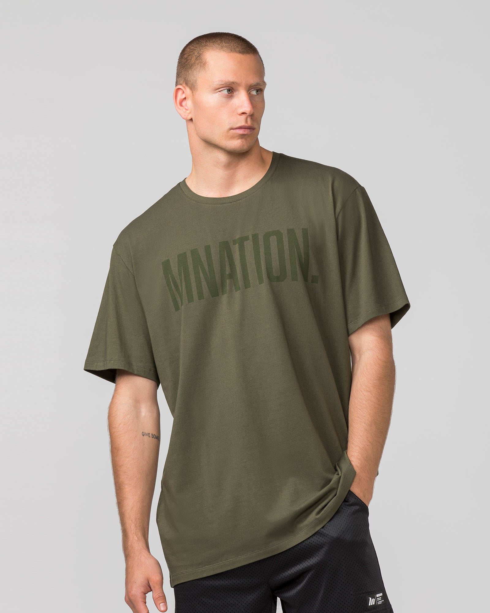 Oversized Tonal Tee - Dark Khaki