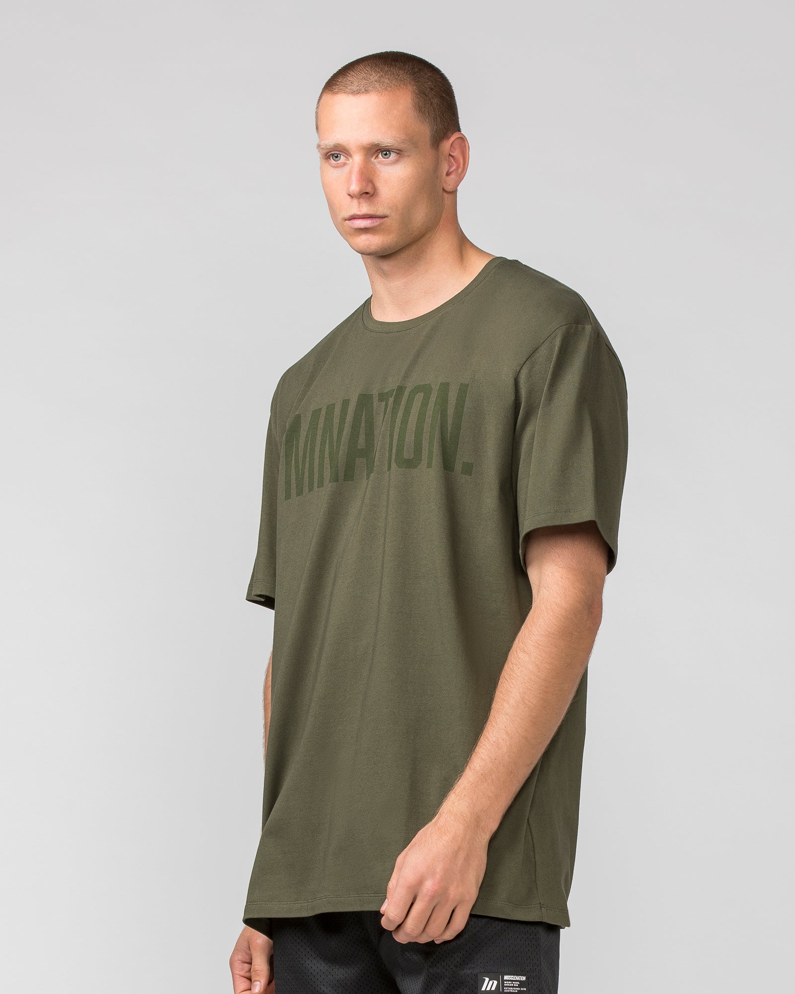 Oversized Tonal Tee - Dark Khaki