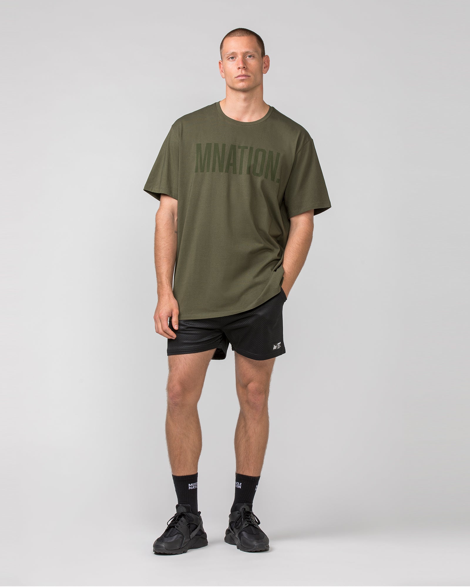 Oversized Tonal Tee - Dark Khaki