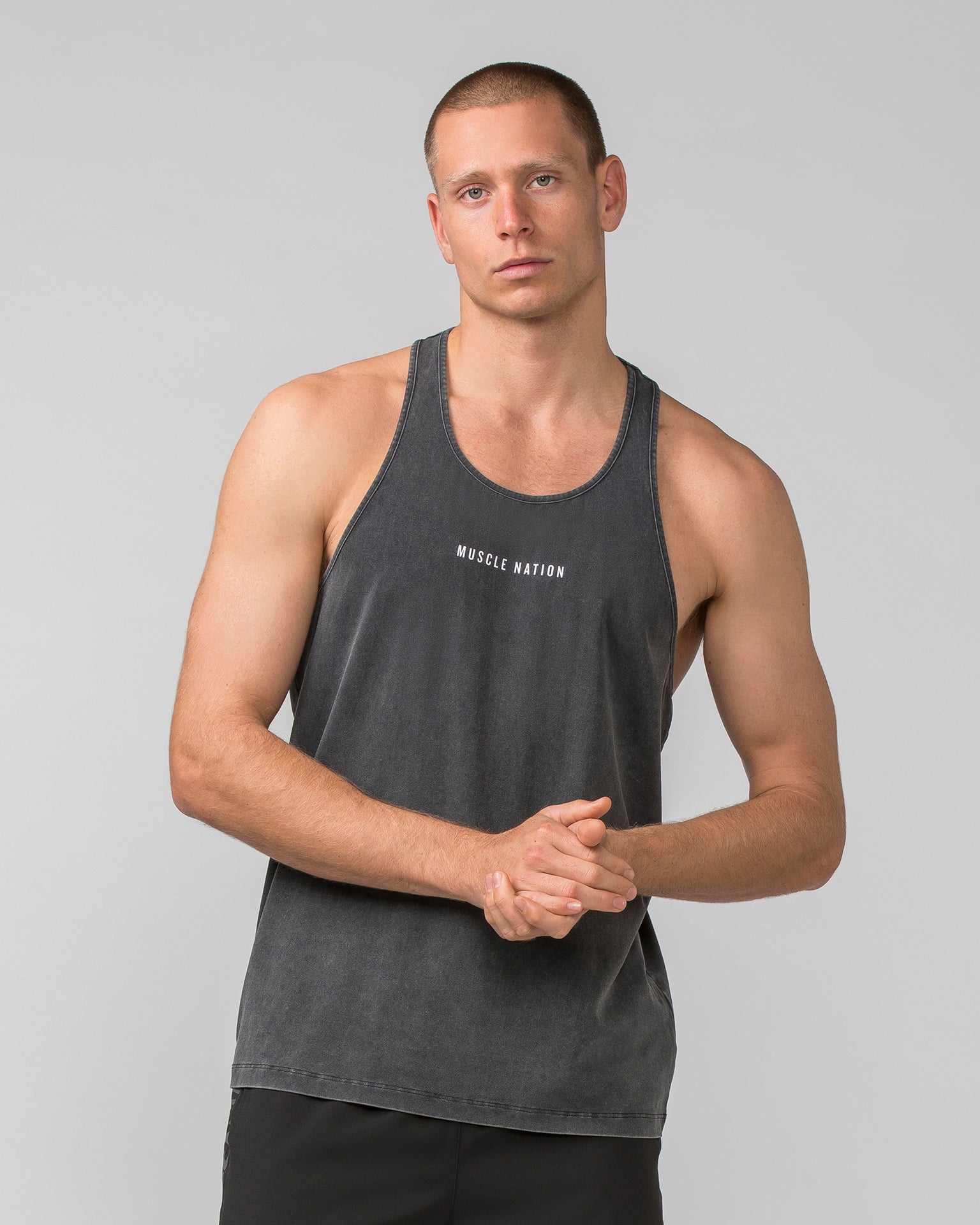 Infinite Y Back Singlet - Washed Black-Singlets & Tanks-S-032448WSHBLK-S-MNAPPRL30578-1-Muscle Nation