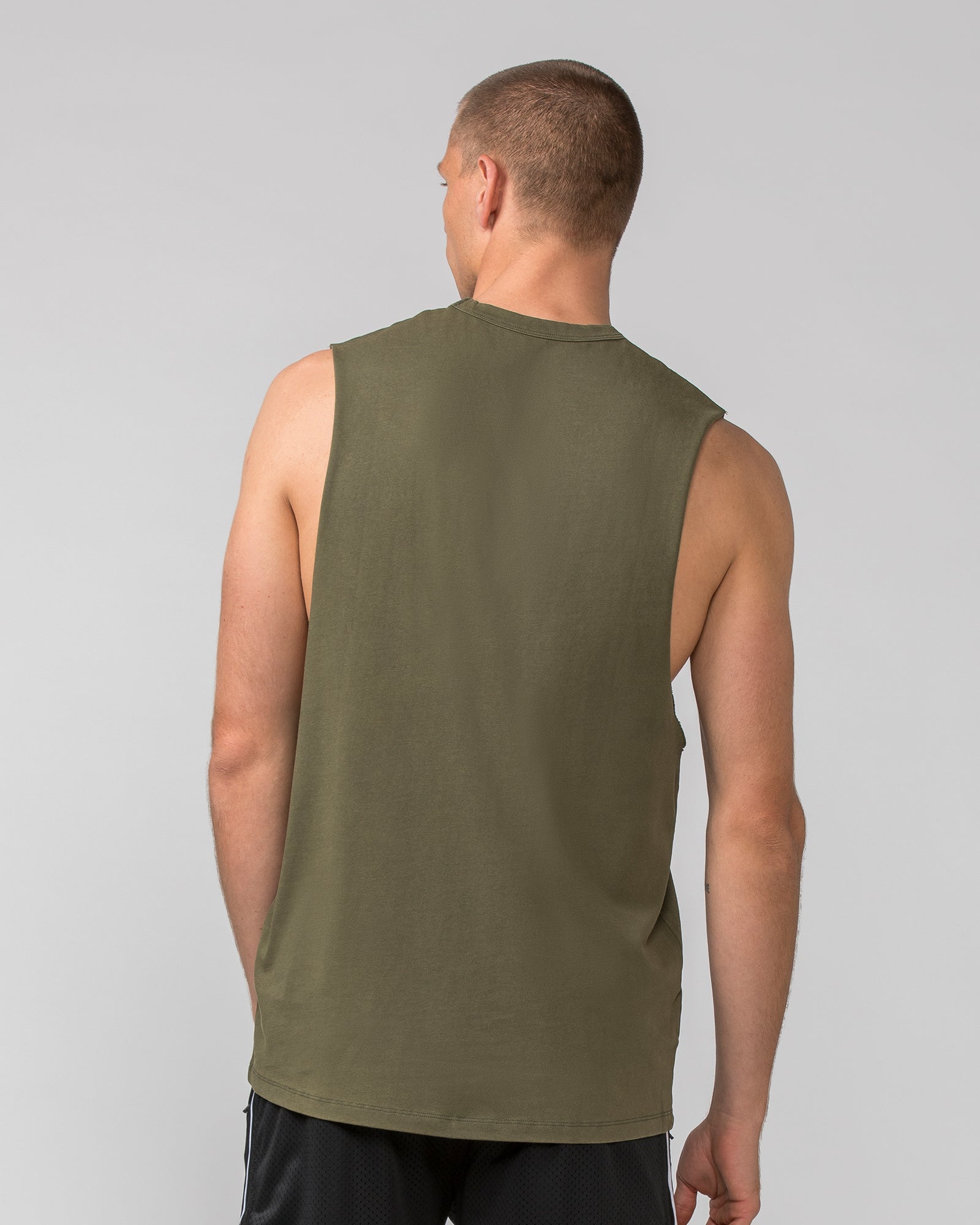 Ease Drop Arm Heavy Vintage Tank - Washed Dark Khaki