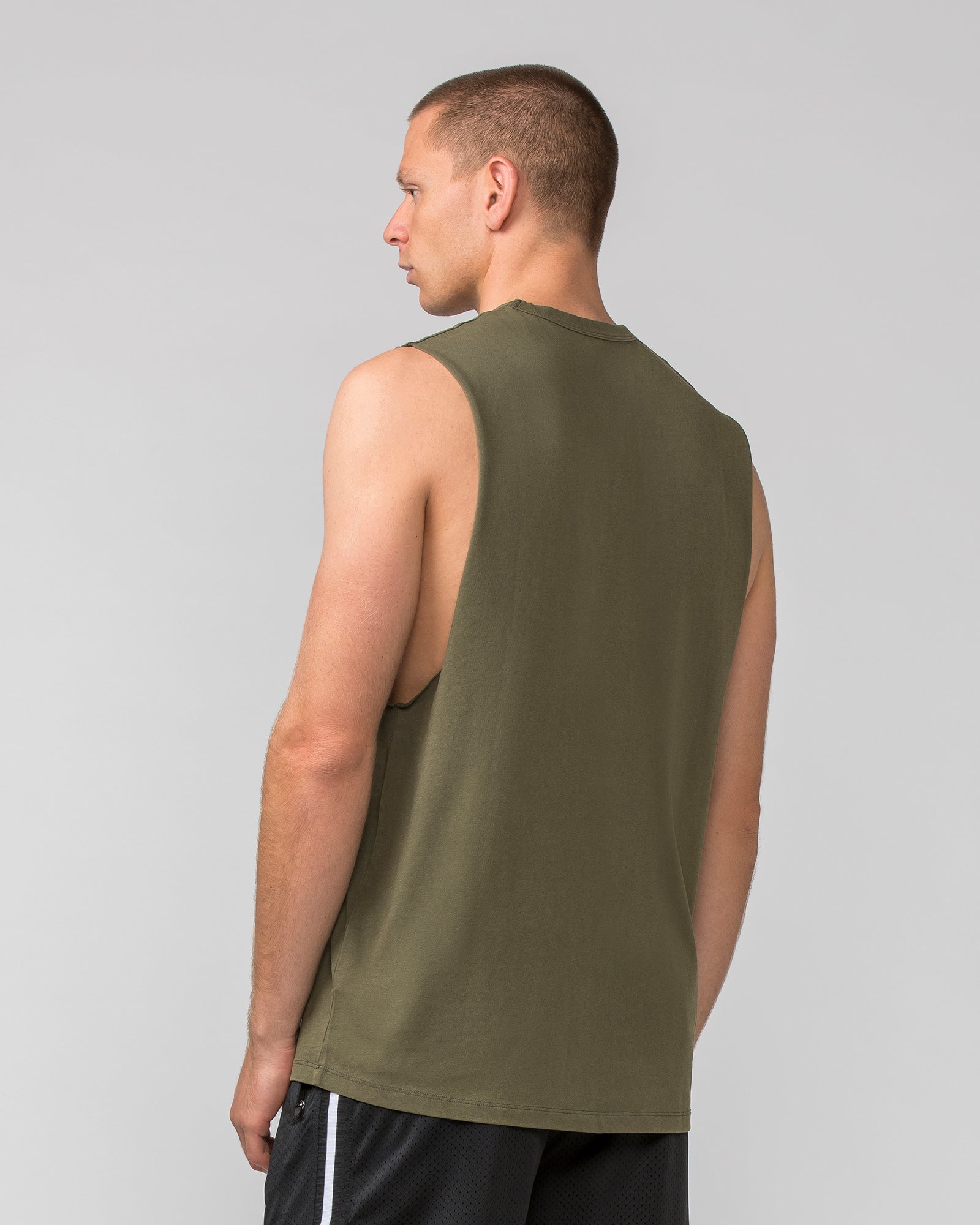 Ease Drop Arm Heavy Vintage Tank - Washed Dark Khaki