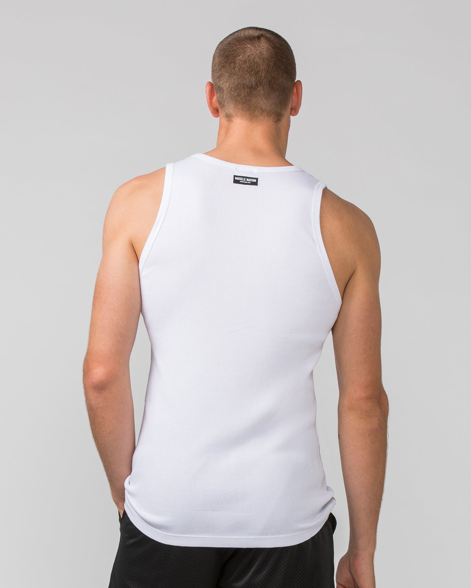 Rib Fitted Training Tank - White