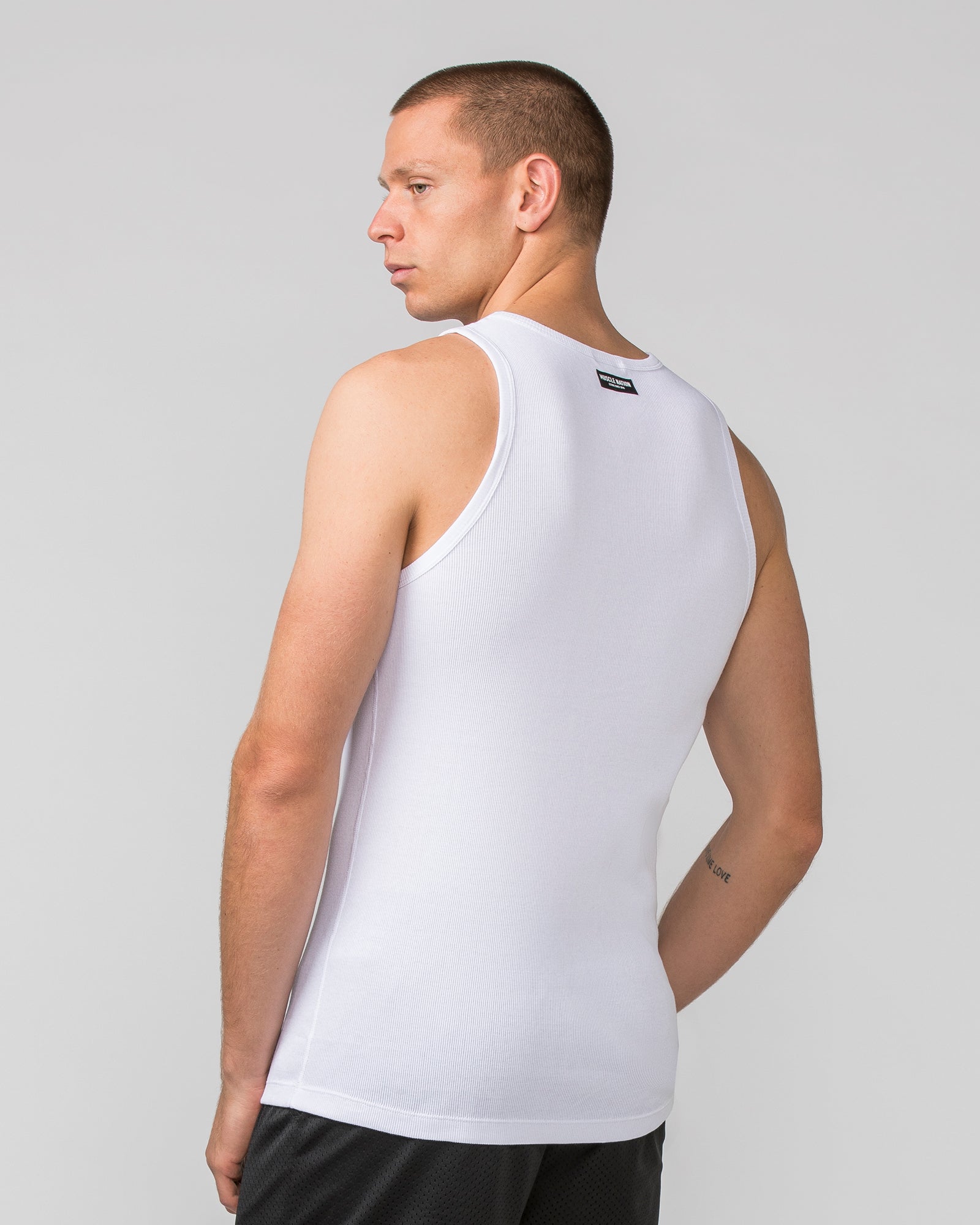 Rib Fitted Training Tank - White