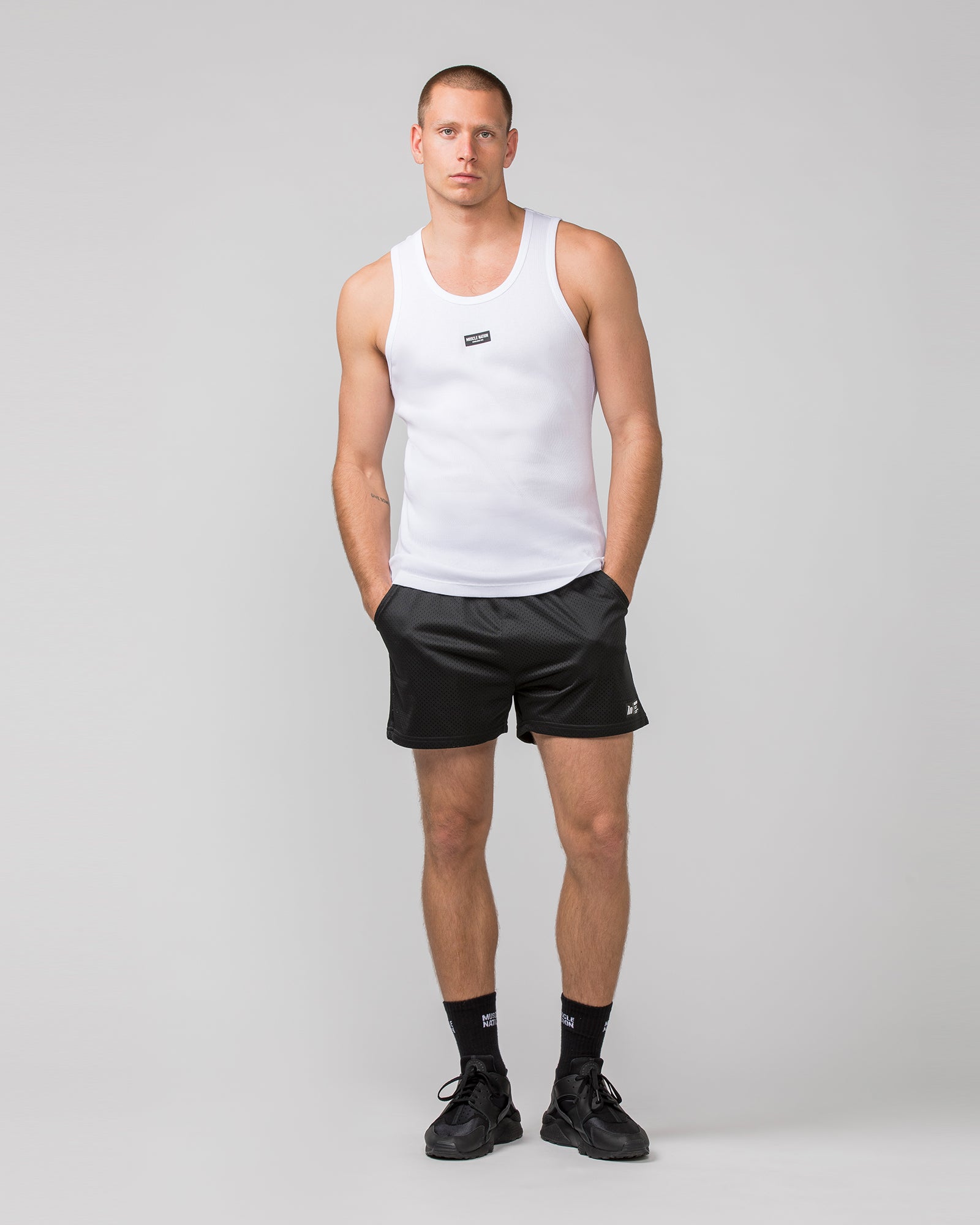 Rib Fitted Training Tank - White