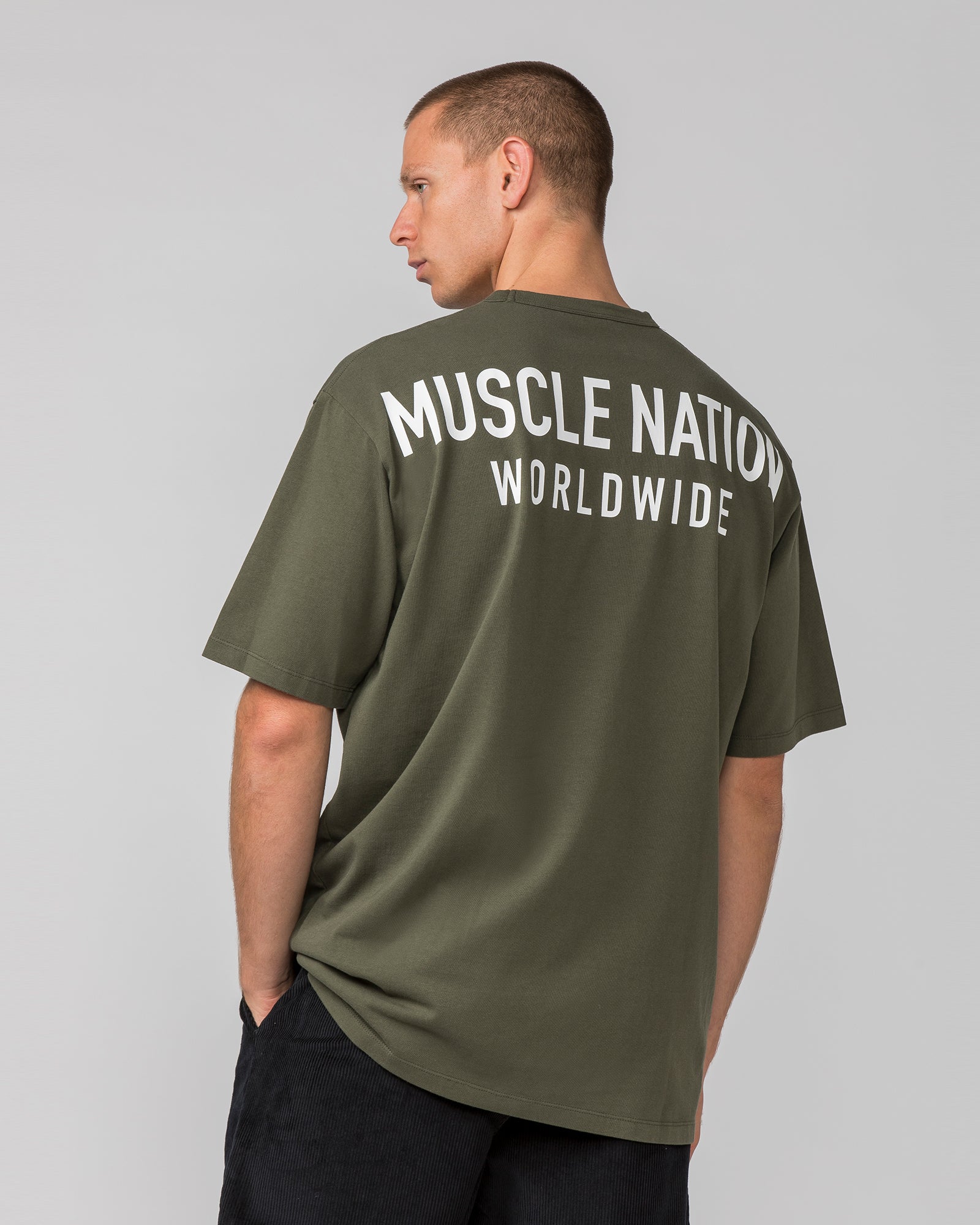 MNation Worldwide Pump Cover - Dark Khaki / White