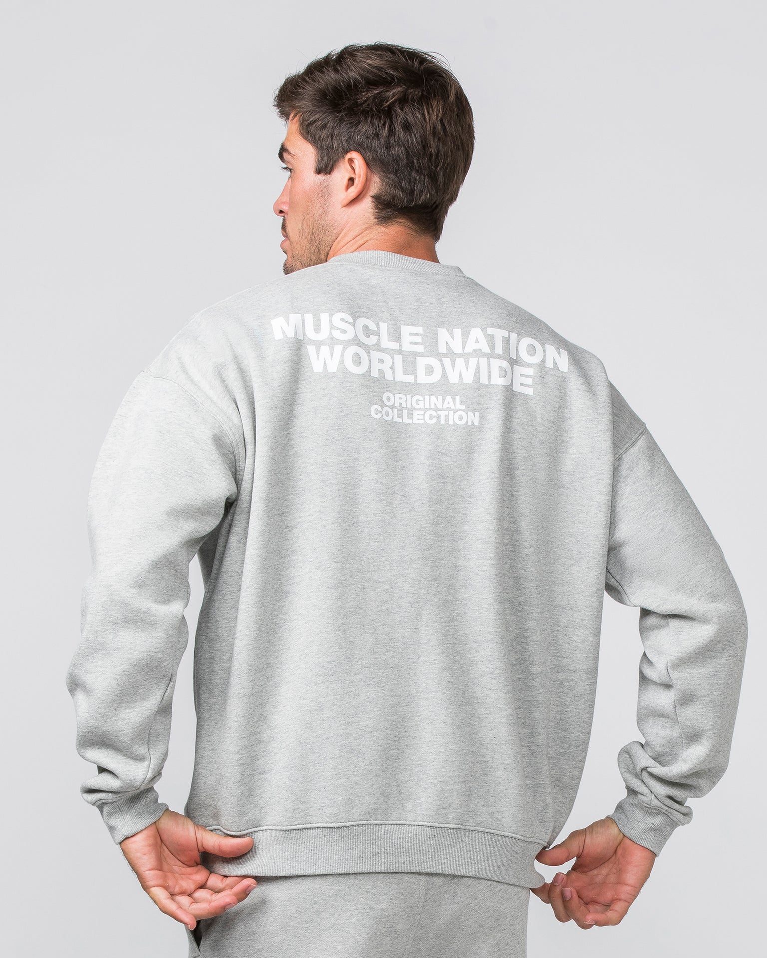 Worldwide Crew Pullover - Grey Marl-Jumpers & Hoodies-XS-022442GRYMRL-XS-MNAPPRL30618-1-Muscle Nation