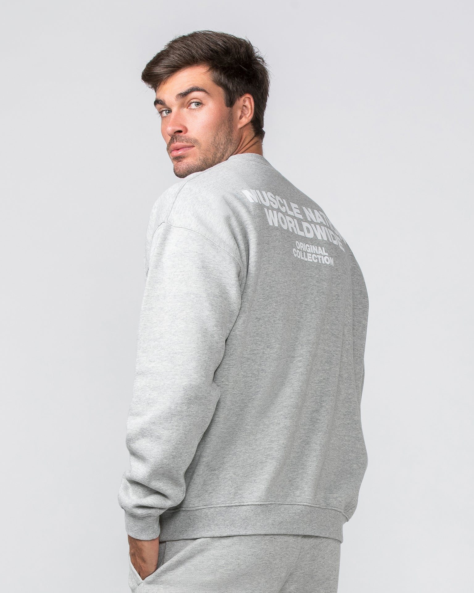 Worldwide Crew Pullover - Grey Marl-Jumpers & Hoodies-XS-022442GRYMRL-XS-MNAPPRL30618-4-Muscle Nation