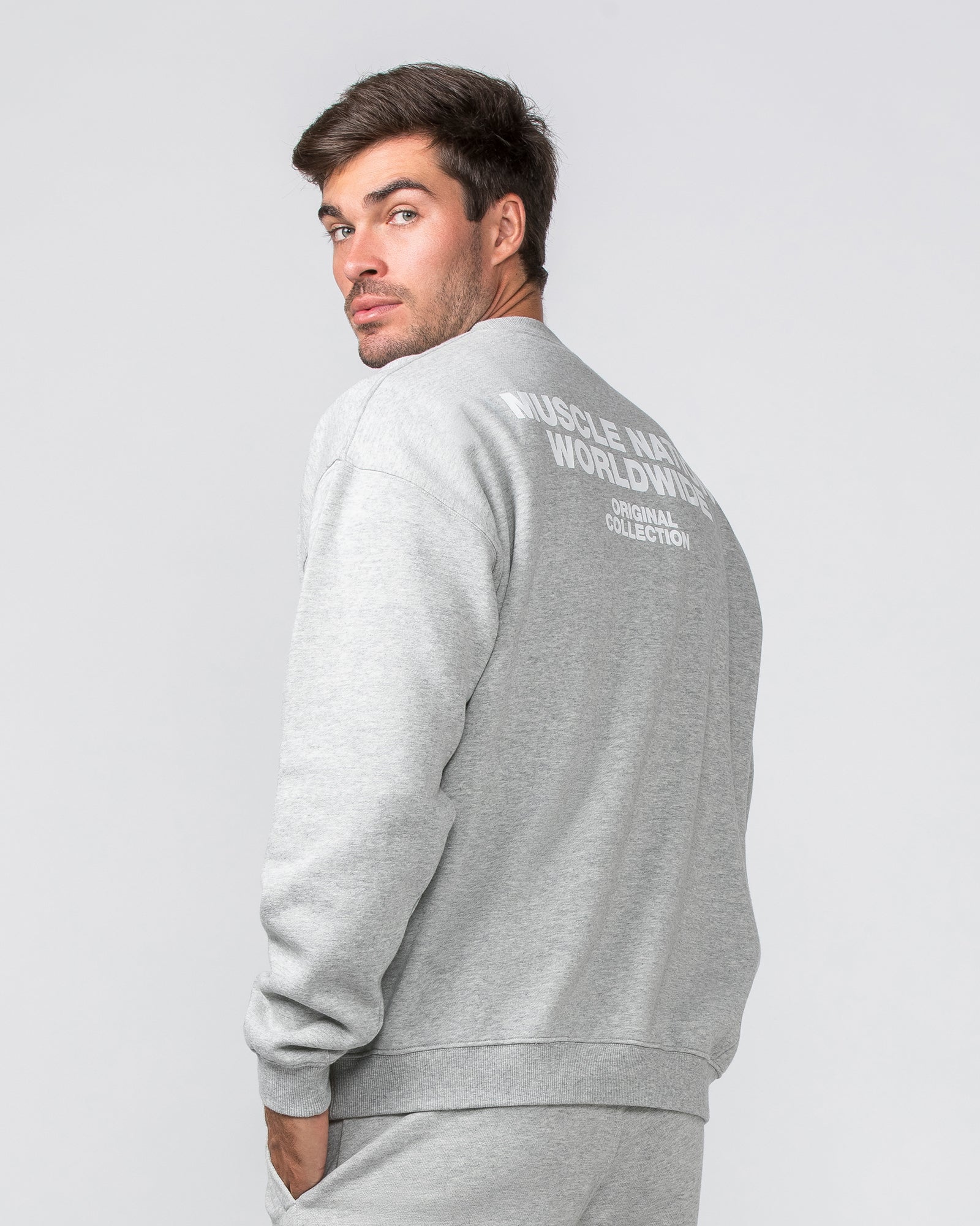 Worldwide Crew Pullover  - Grey Marl