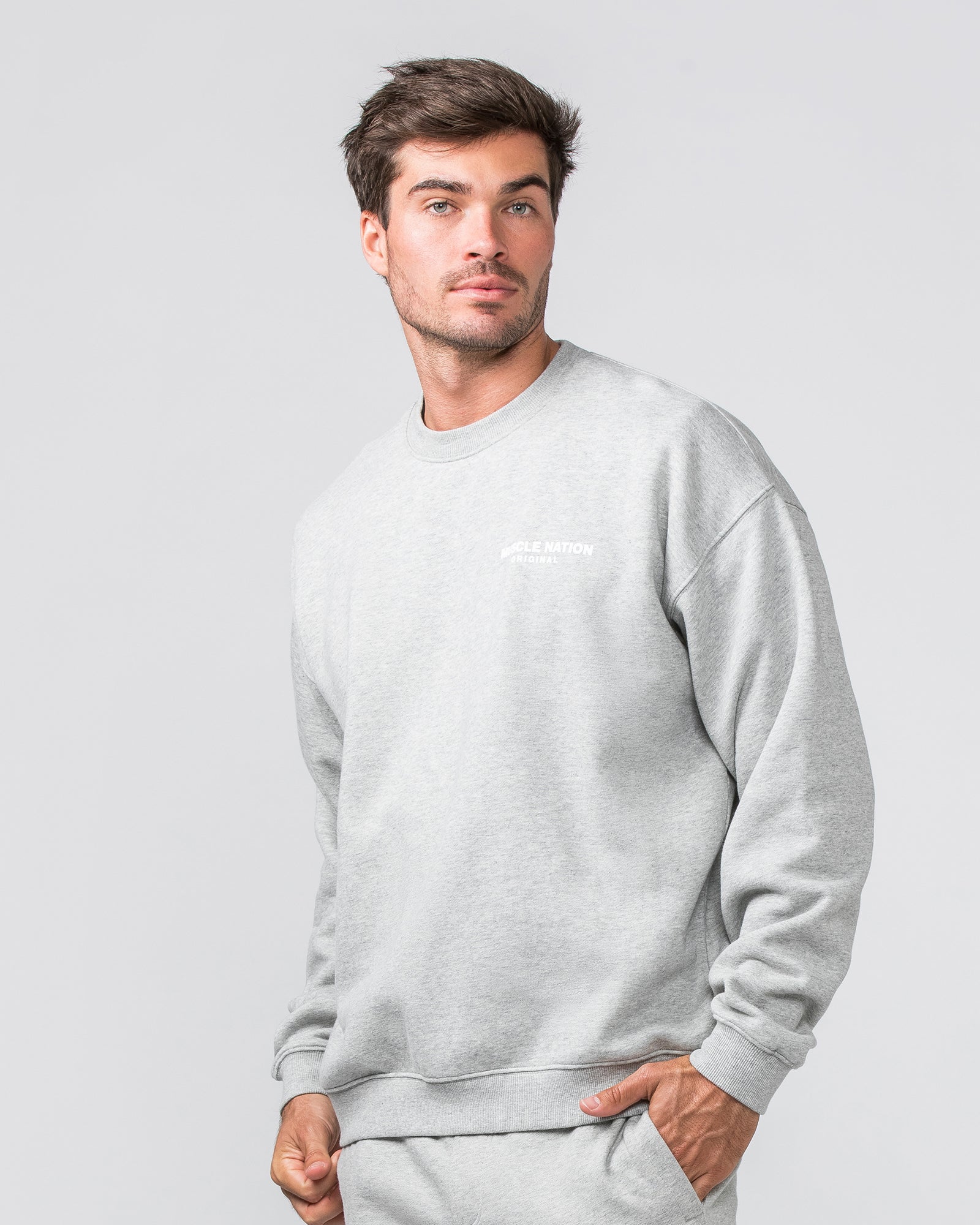 Worldwide Crew Pullover  - Grey Marl