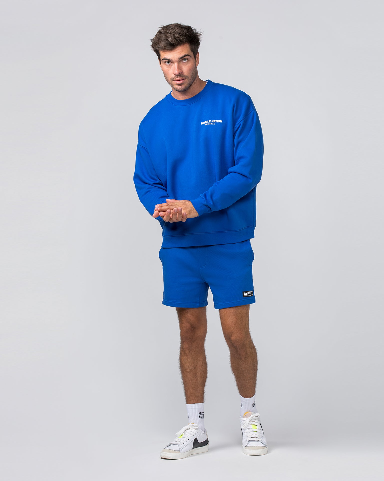 Worldwide Crew Pullover - Bondi Blue-Jumpers & Hoodies-XS-022442BONDIBLU-XS-MNAPPRL30626-6-Muscle Nation