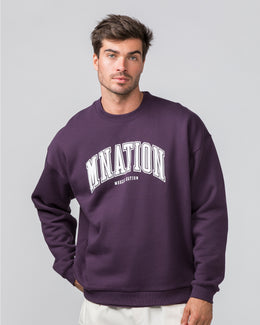 Varsity Crew Pullover - Midnight Plum