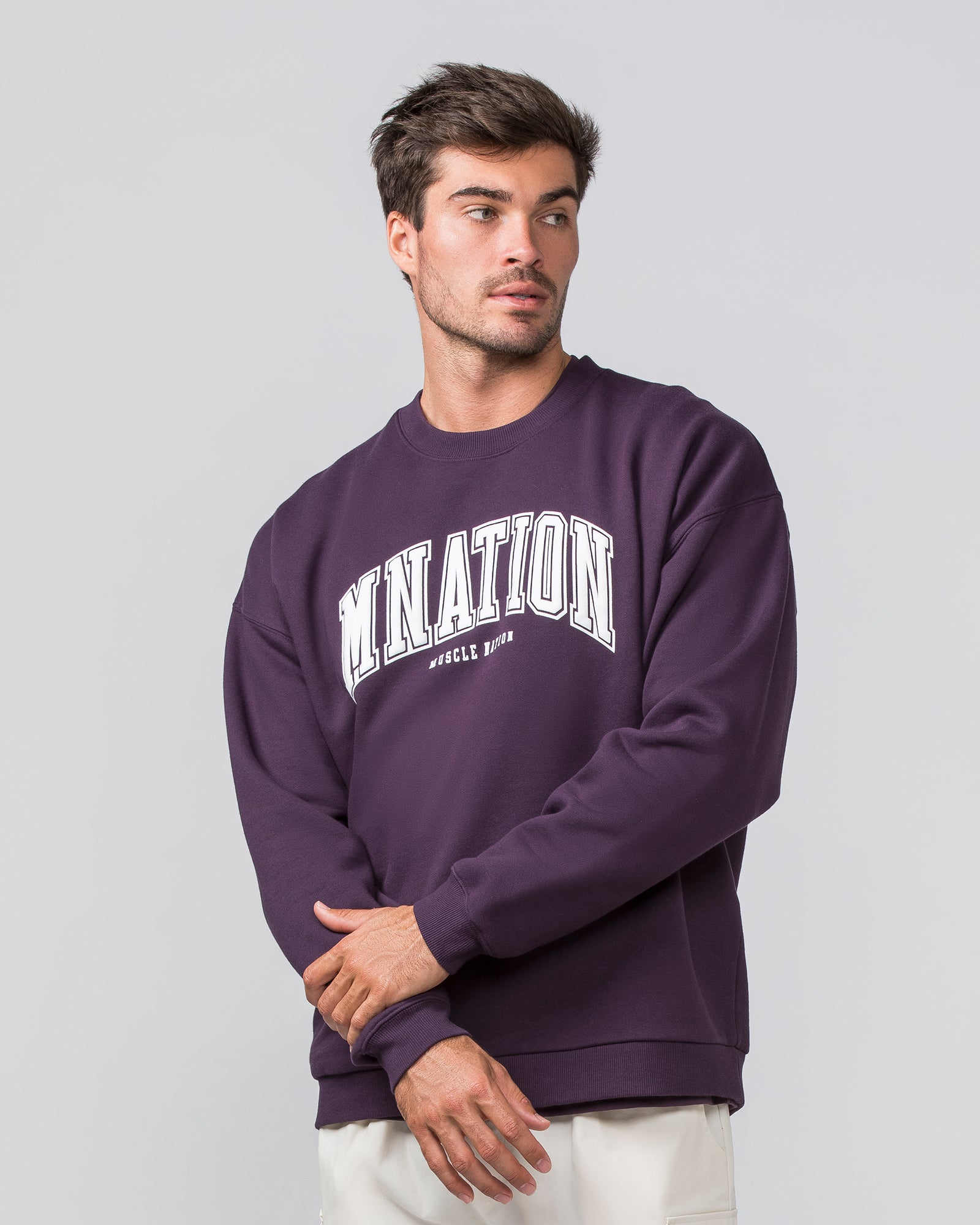 Varsity Crew Pullover - Midnight Plum