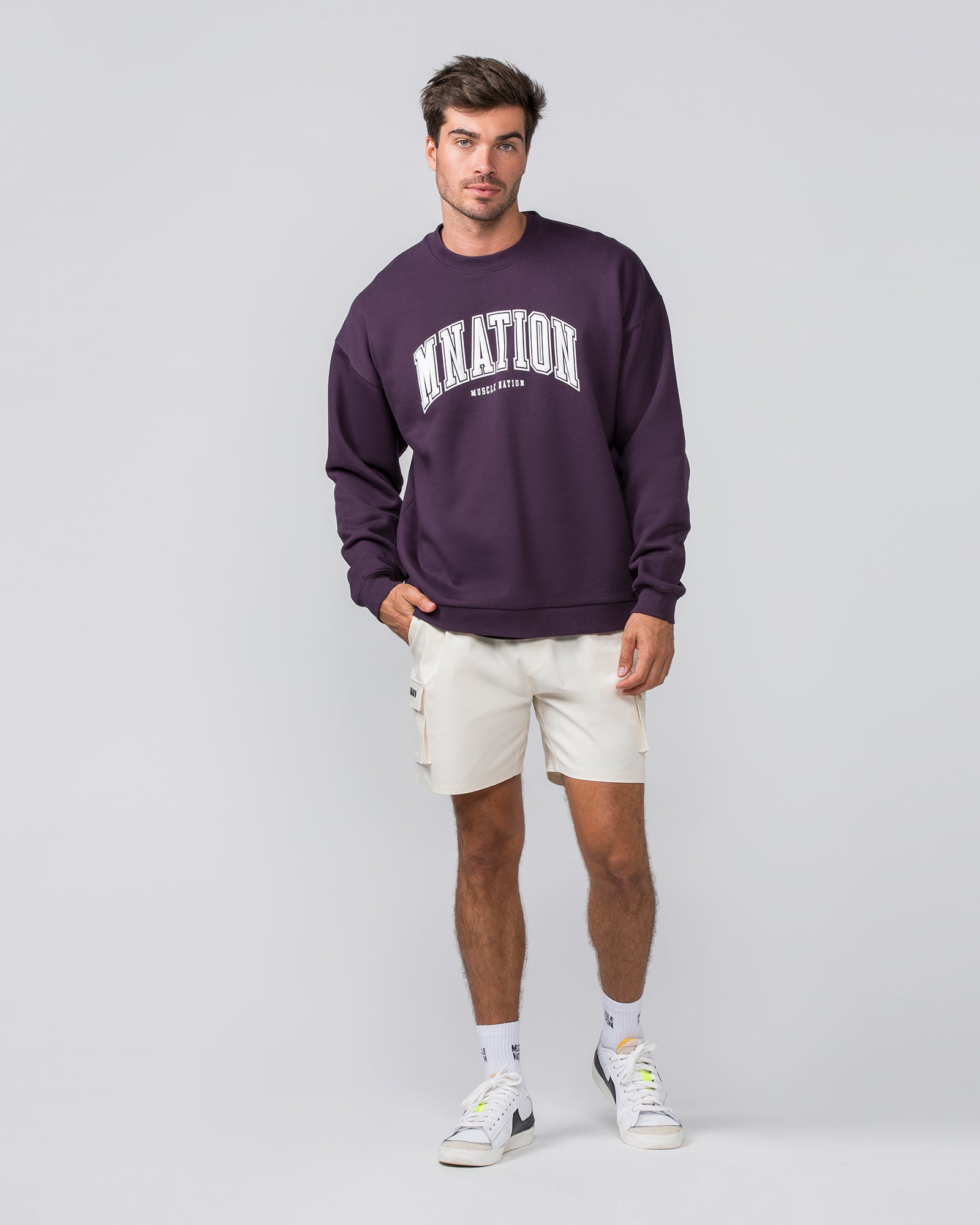 Varsity Crew Pullover - Midnight Plum